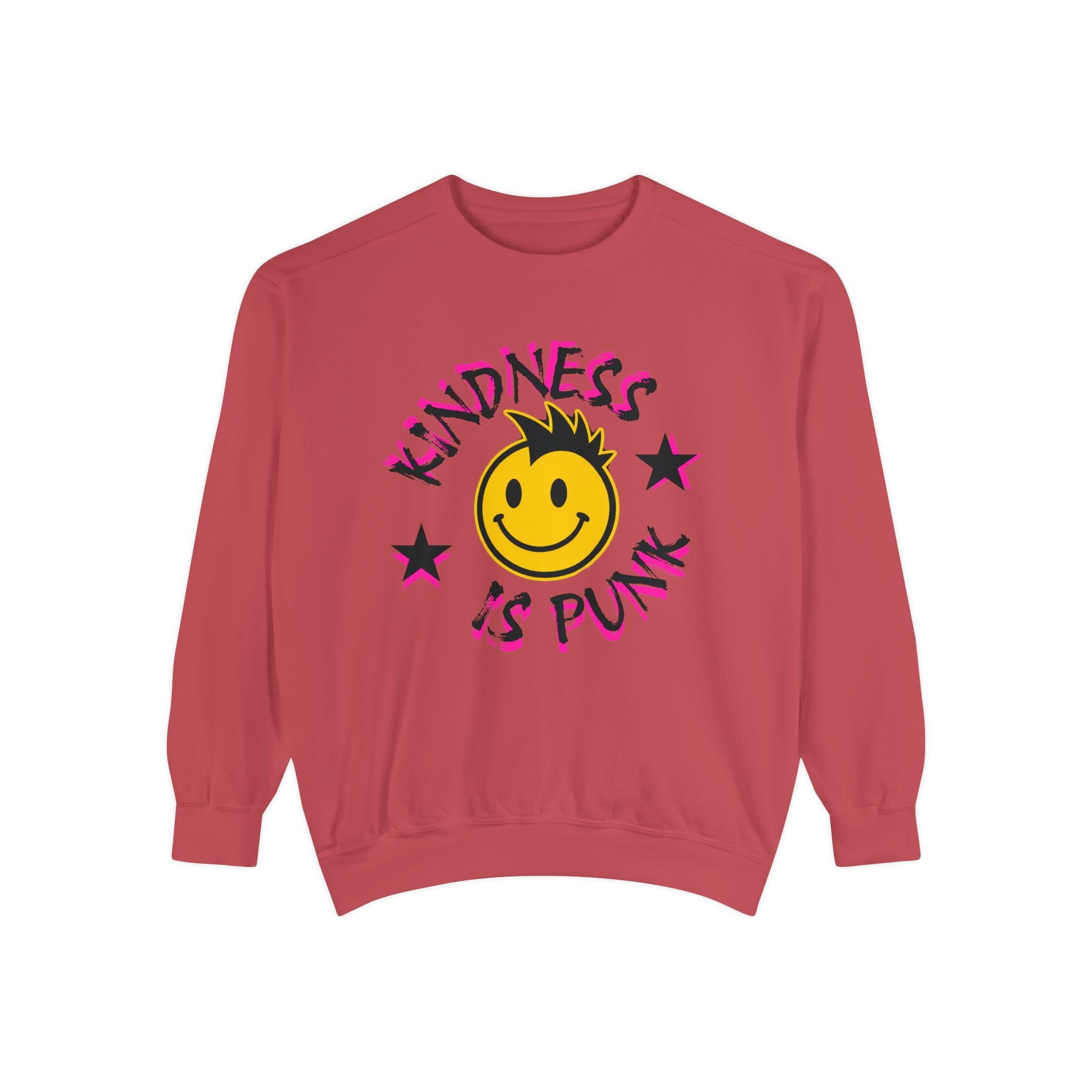 Kindness Is Punk Smiley Comfort Colors Crewneck Sweatshirt