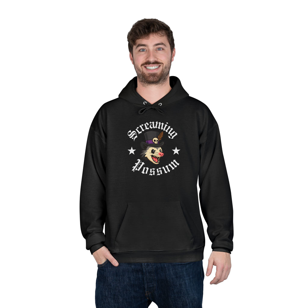 Screaming Possum Hoodie — Vintage Tattoo Possum Graphic Pullover