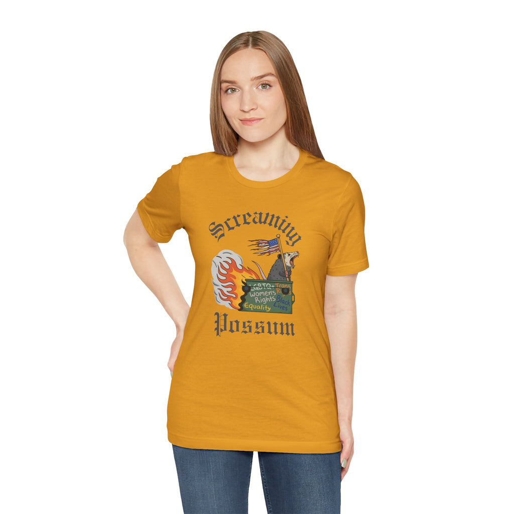 DEI Ride or Die - Screaming Possum Dumpster Fire Ride T-Shirt