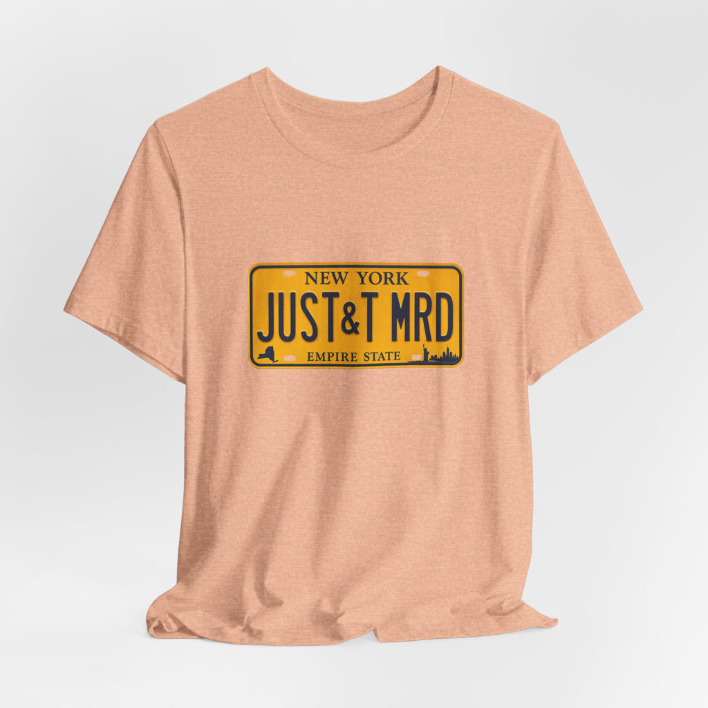 New York 'JUST&T MRD' License Plate T-Shirt — Vintage Empire State Graphic Tee