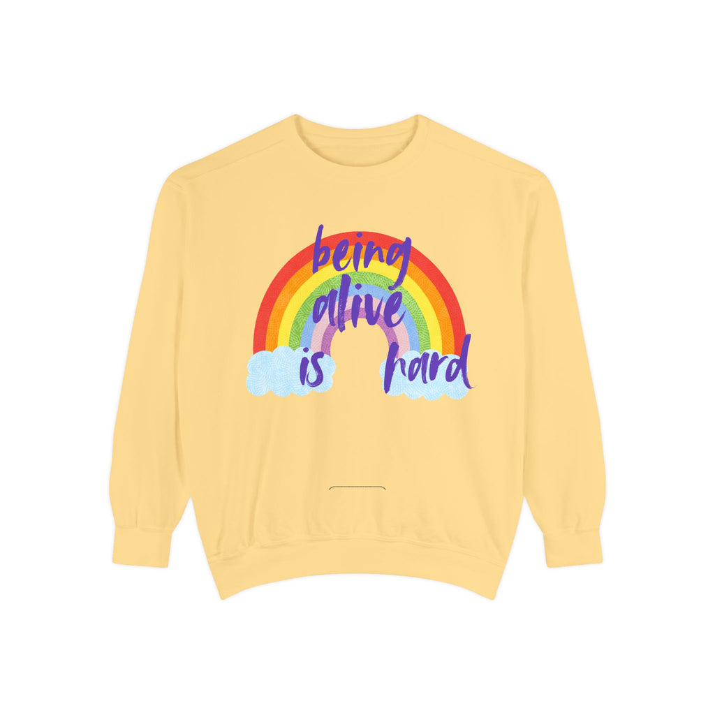 Rainbow 'Being alive is hard' Unisex T-shirt, Quote Tee, Graphic Shirt, Colorful Top, LGBTQ Pride Apparel