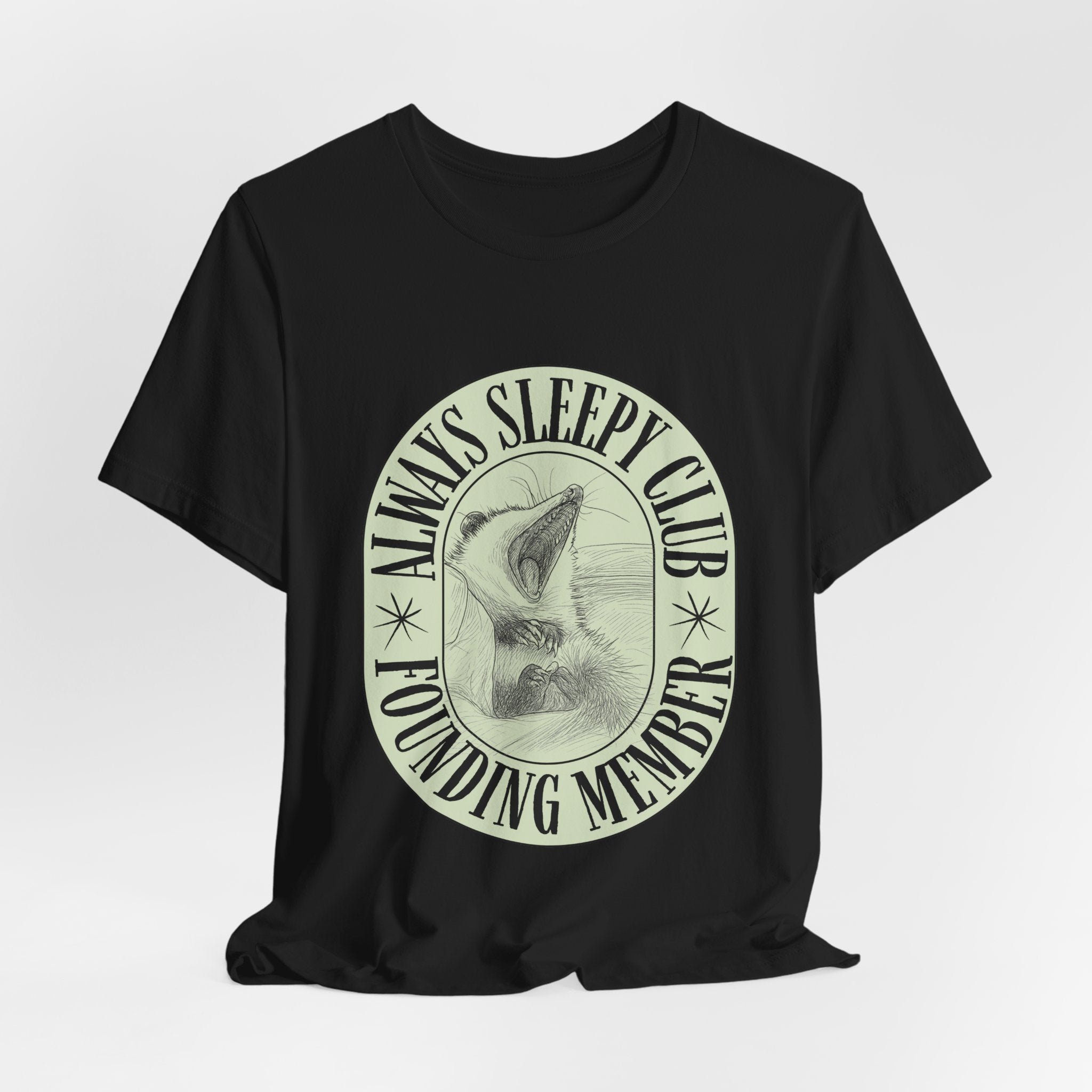 Always Sleepy Club T‑Shirt — Founding Member Yawning Possum Graphic Tee
