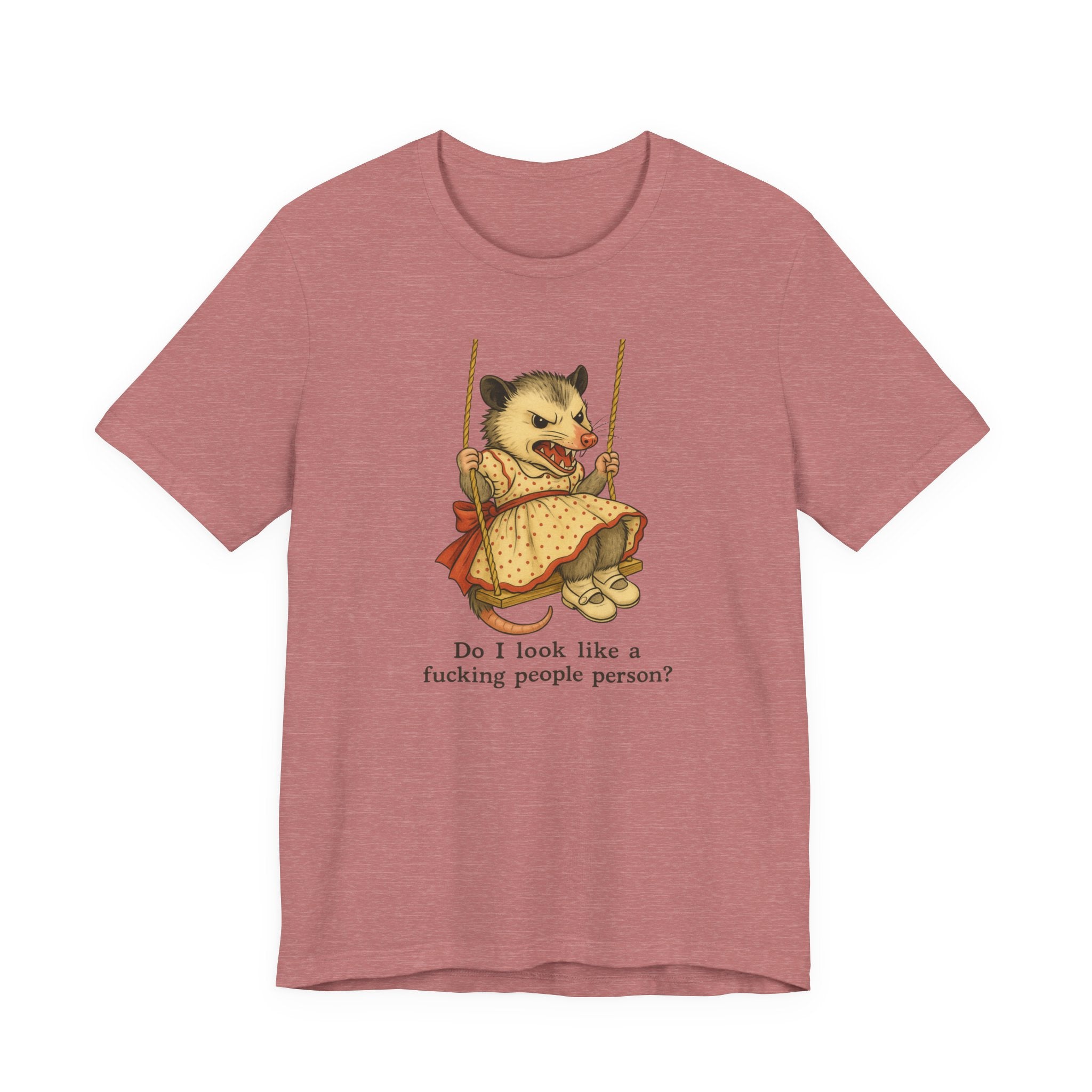 Graphic Tee — Vintage style Possum on Swing with "Do I look like a fucking people person?"