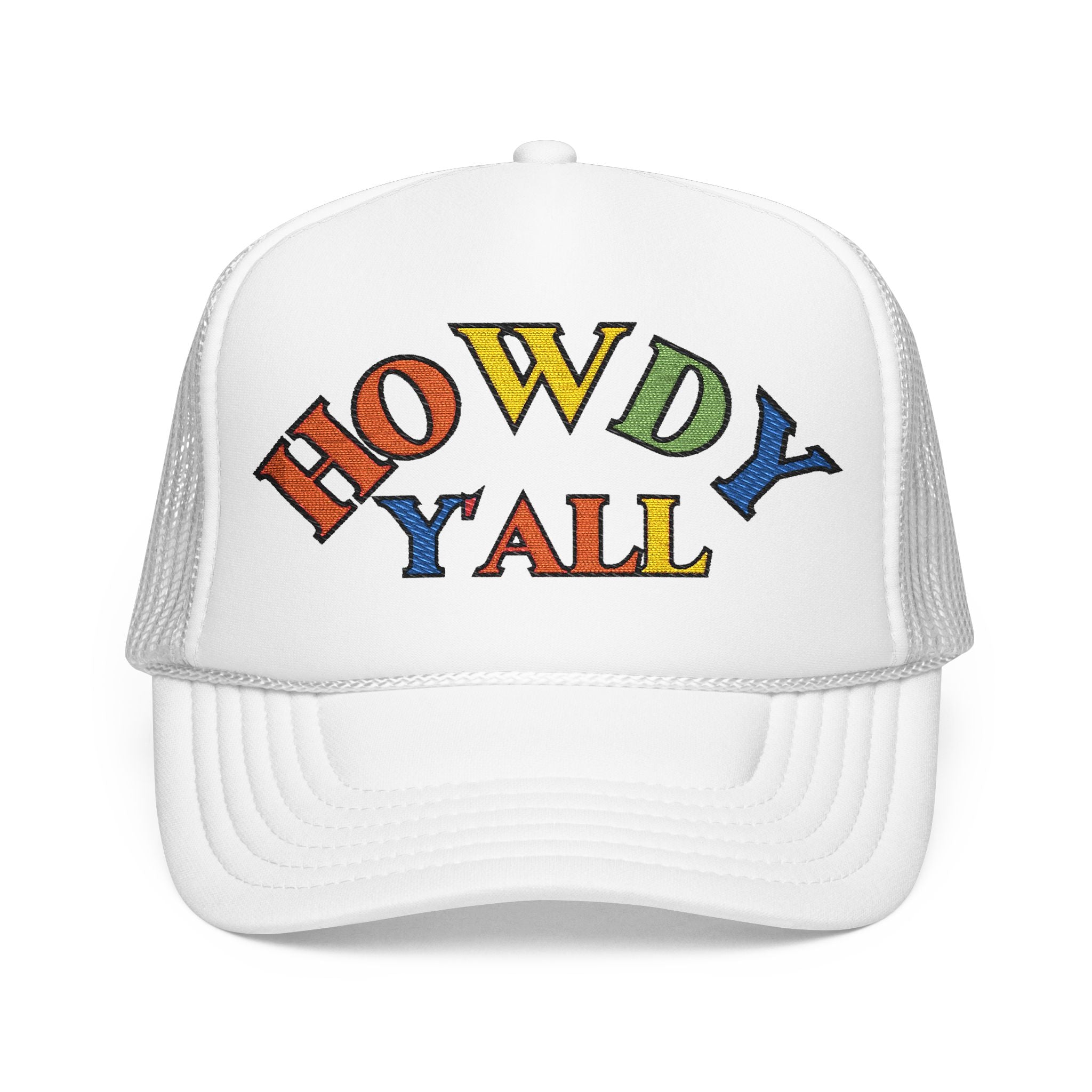 Howdy Y'all Rainbow Trucker Hat, Embroidery, Southern Manners, Y'all Means All, Pride Cap, LGBTQ Gift, Pride Parade Hat