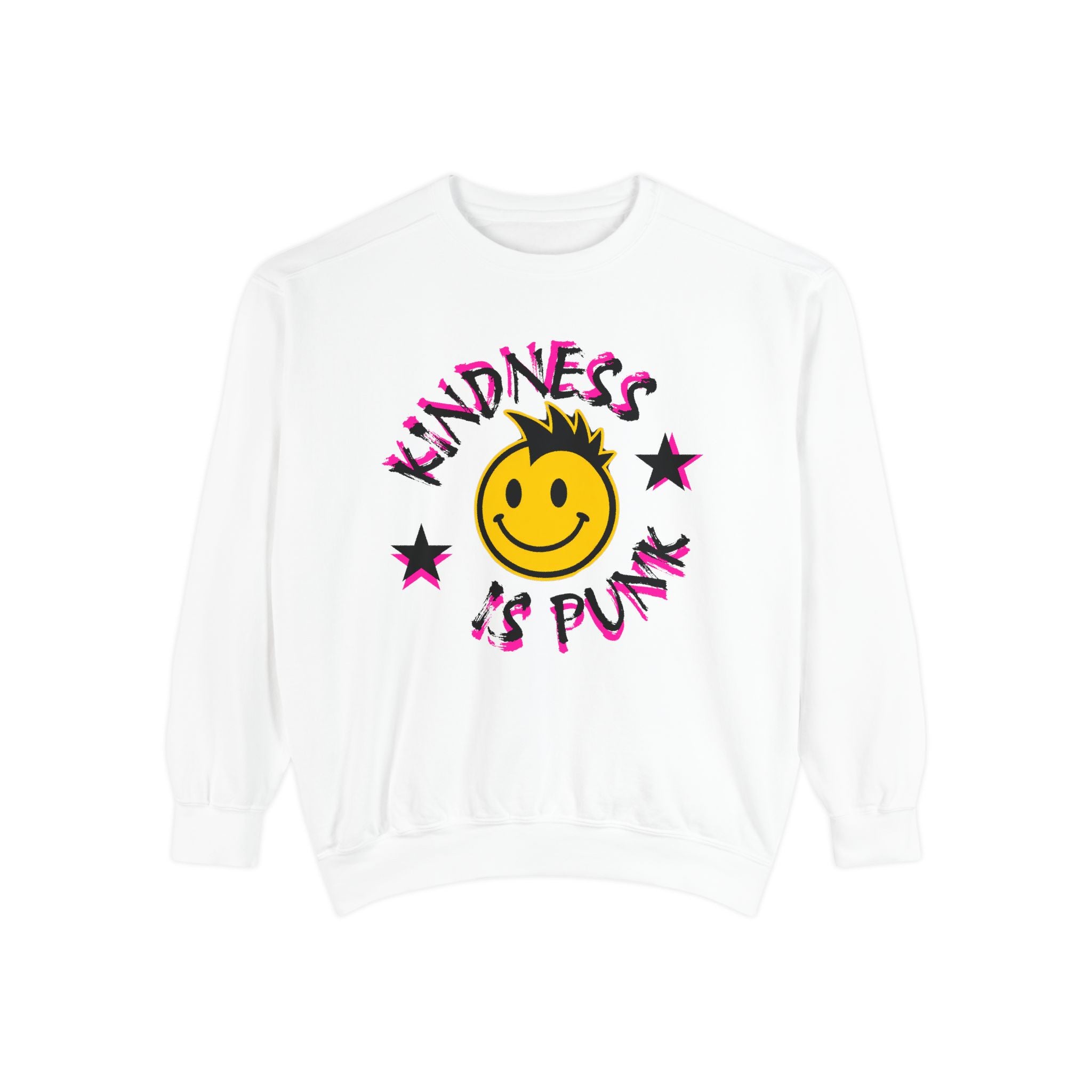 Kindness Is Punk Smiley Comfort Colors Crewneck Sweatshirt