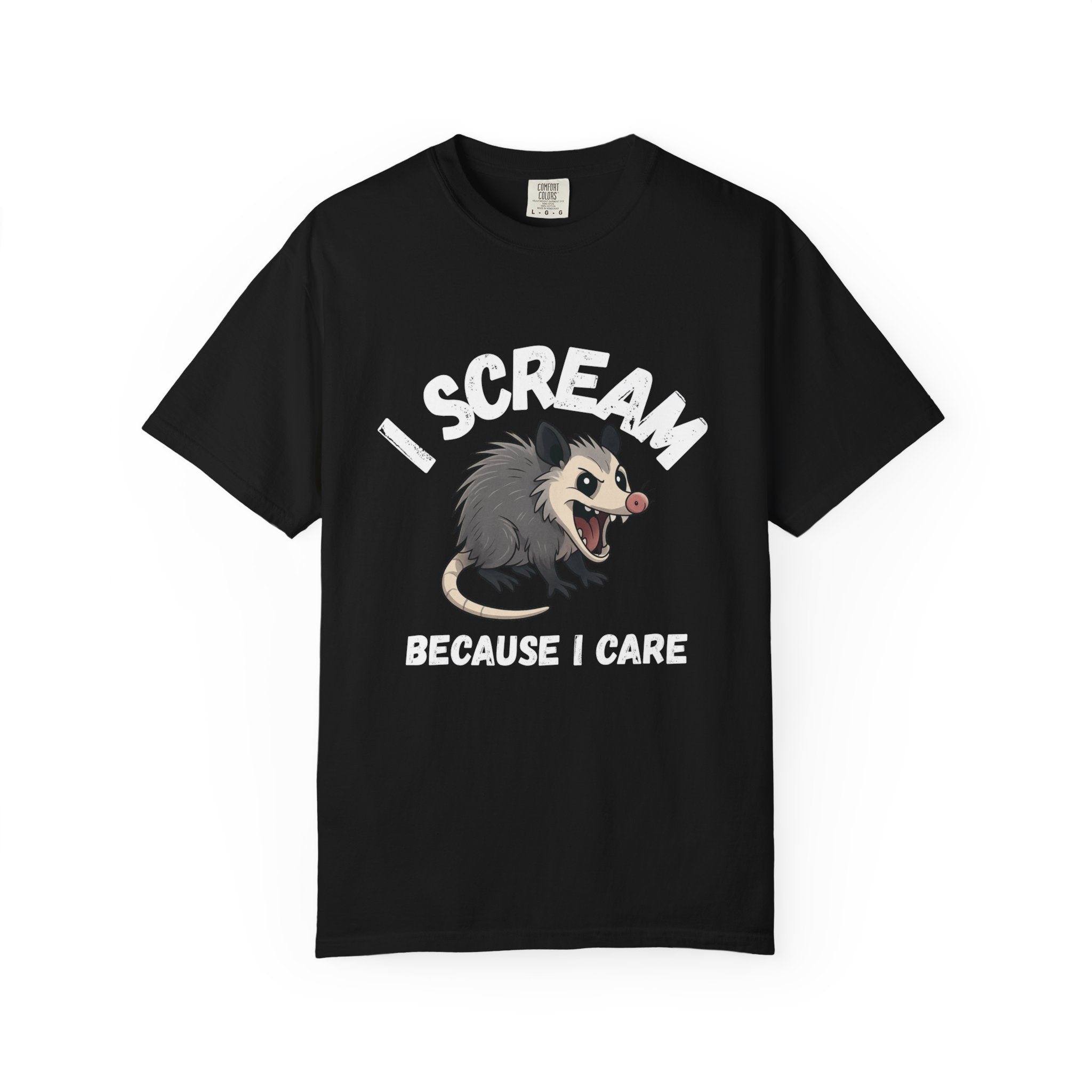 I Scream Because I Care Screaming Possum T-Shirt — Funny Wildlife Rescue Tee