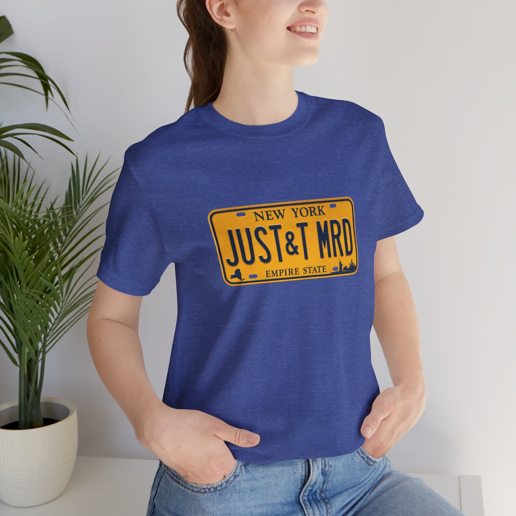 New York 'JUST&T MRD' License Plate T-Shirt — Vintage Empire State Graphic Tee