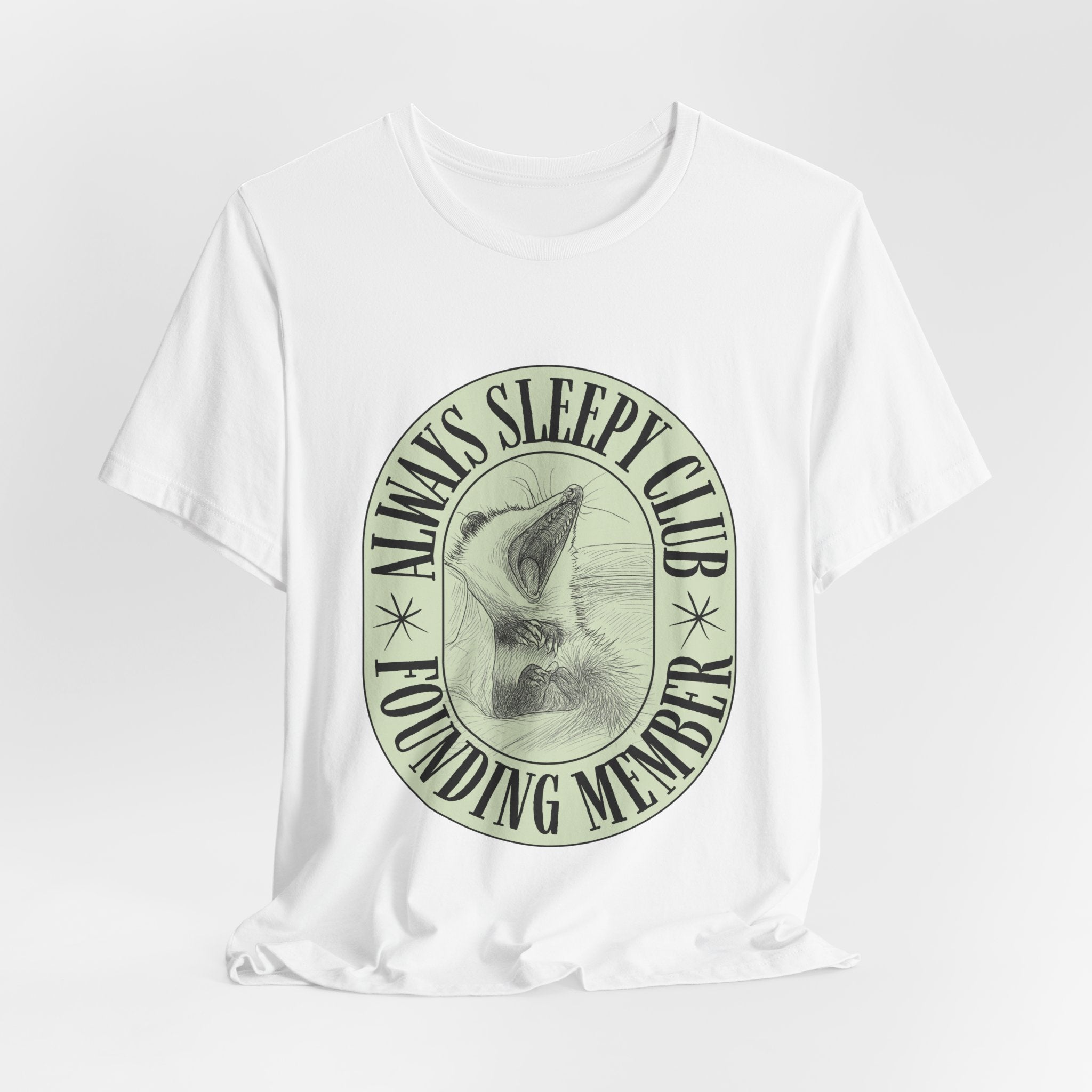 Always Sleepy Club T‑Shirt — Founding Member Yawning Possum Graphic Tee