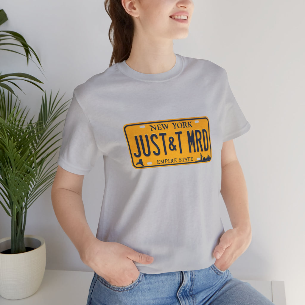 New York 'JUST&T MRD' License Plate T-Shirt — Vintage Empire State Graphic Tee