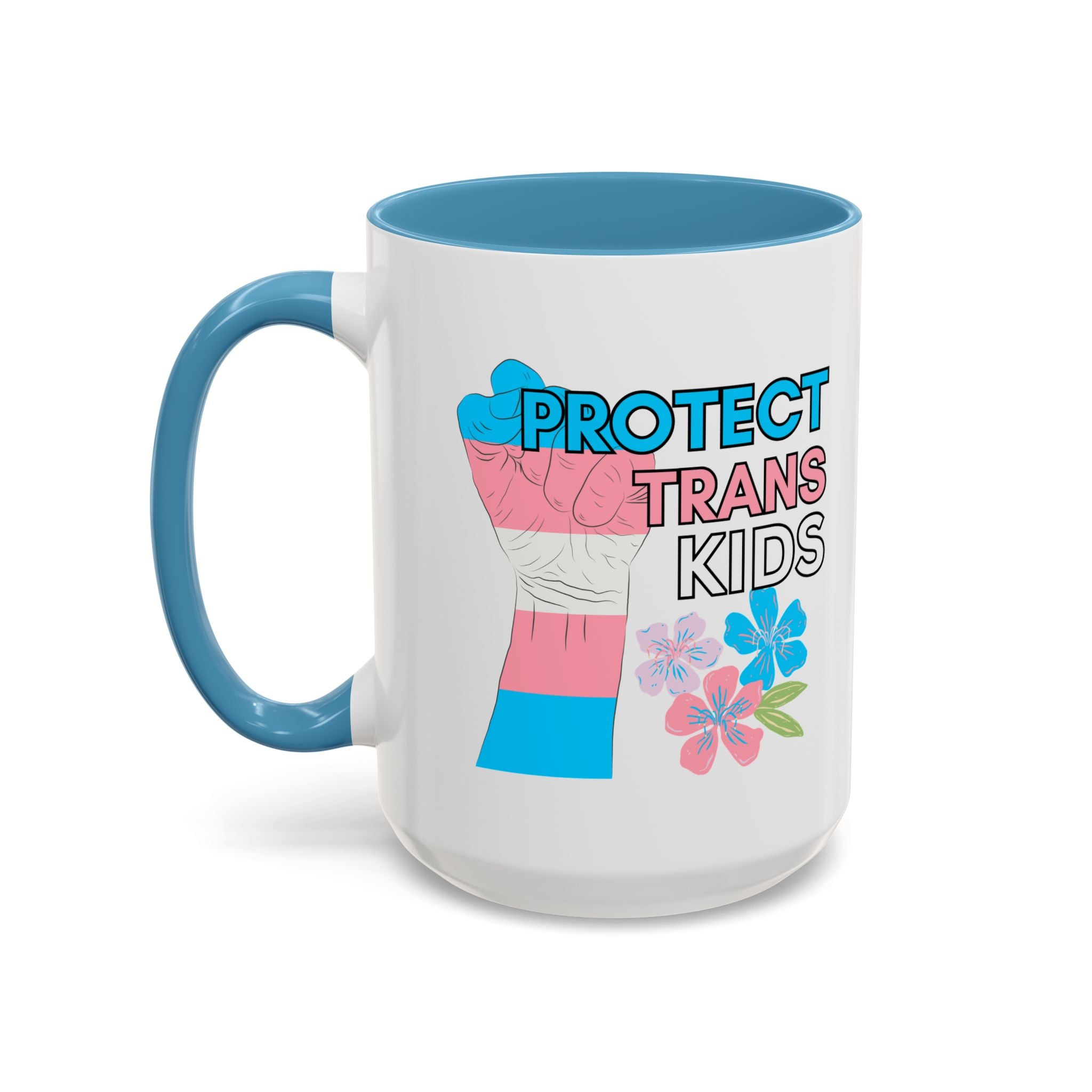 Protect Trans Kids Mug, LGBTQ pride ceramic cup, Support gender diverse children, Hot Chocolate tea coffee mug
