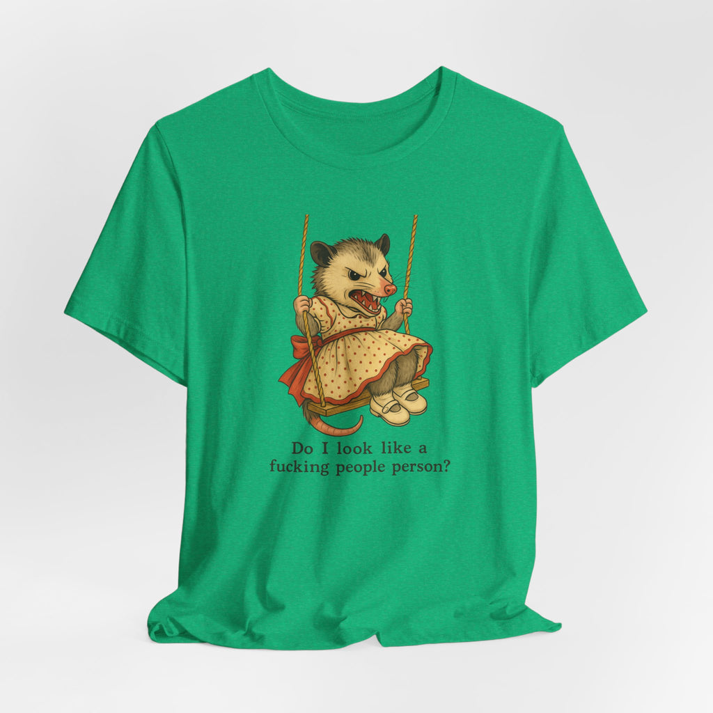 Graphic Tee — Vintage style Possum on Swing with "Do I look like a fucking people person?"