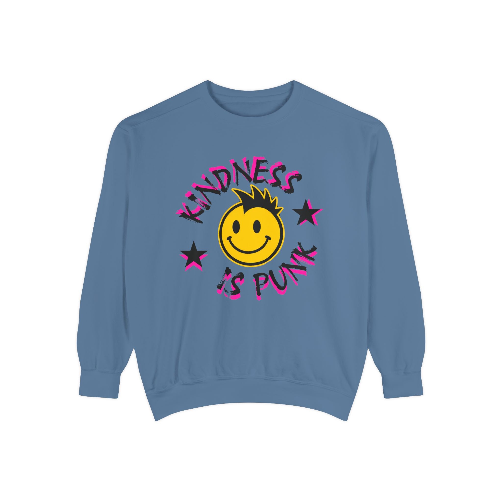 Kindness Is Punk Smiley Comfort Colors Crewneck Sweatshirt