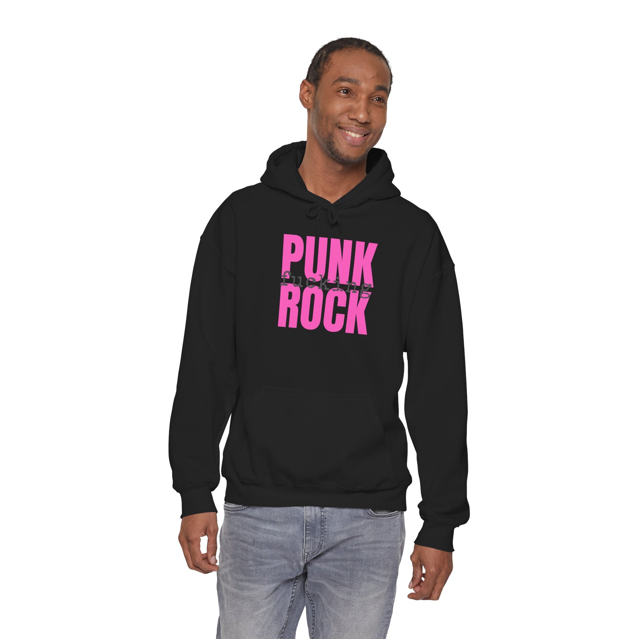 Pink Rock Hoodie — Bold Pink 'PUNK ROCK' Graphic Sweatshirt