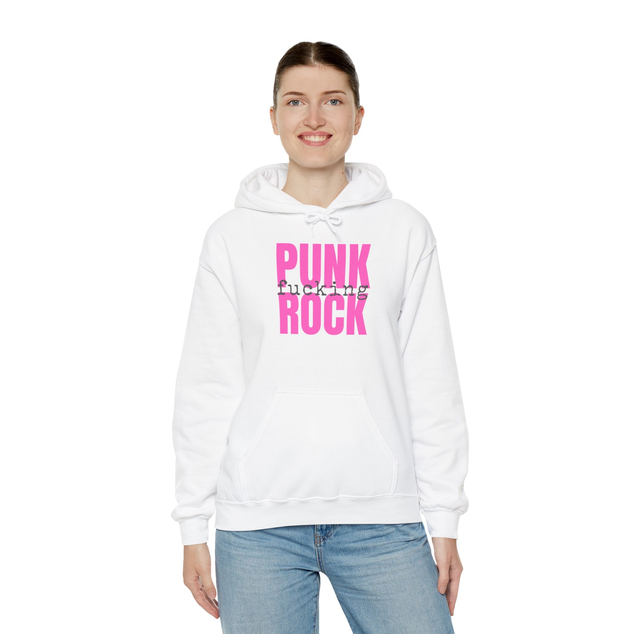 Pink Rock Hoodie — Bold Pink 'PUNK ROCK' Graphic Sweatshirt