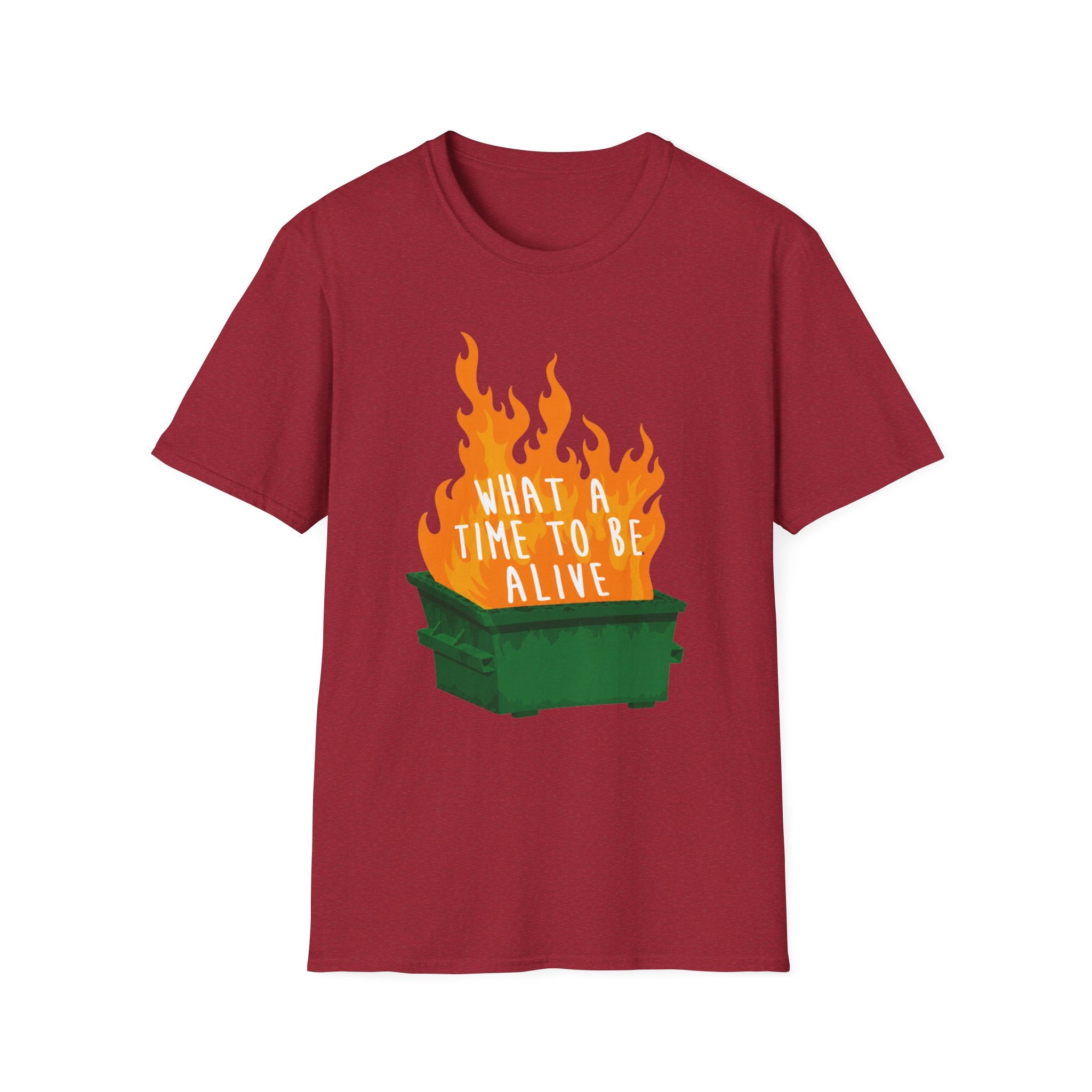 What a Time to Be Alive Dumpster Fire Gildan 64000 Soft Style Graphic Tee