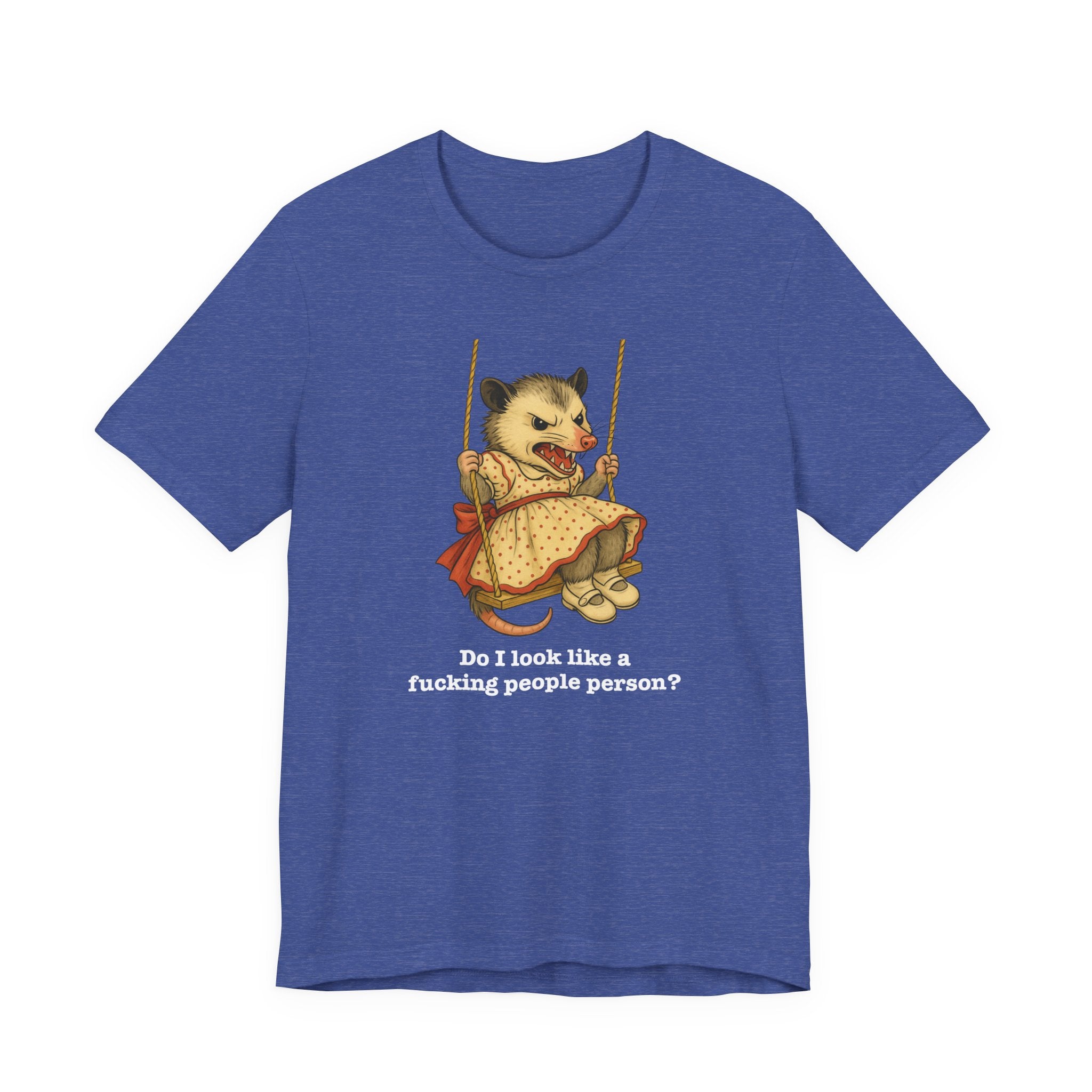 Graphic Tee — Vintage style Possum on Swing with "Do I look like a fucking people person?"
