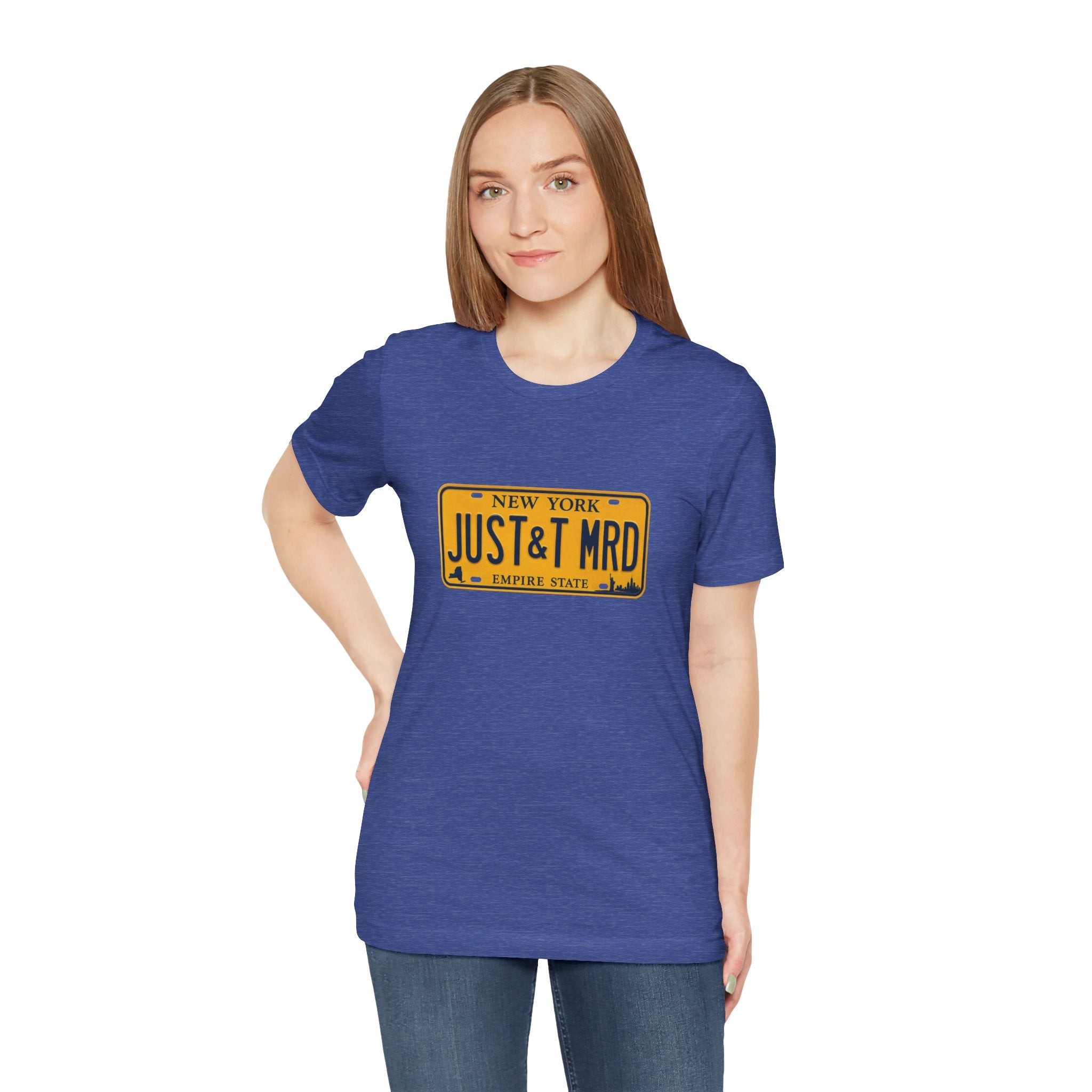 New York 'JUST&T MRD' License Plate T-Shirt — Vintage Empire State Graphic Tee