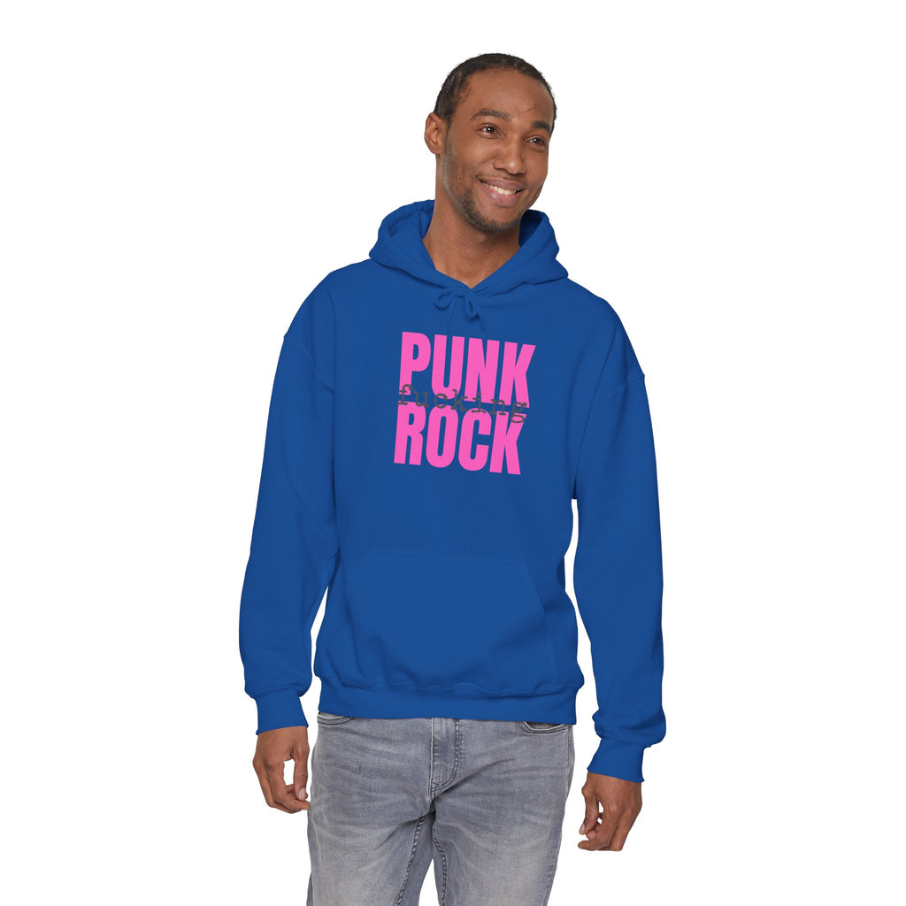 Pink Rock Hoodie — Bold Pink 'PUNK ROCK' Graphic Sweatshirt