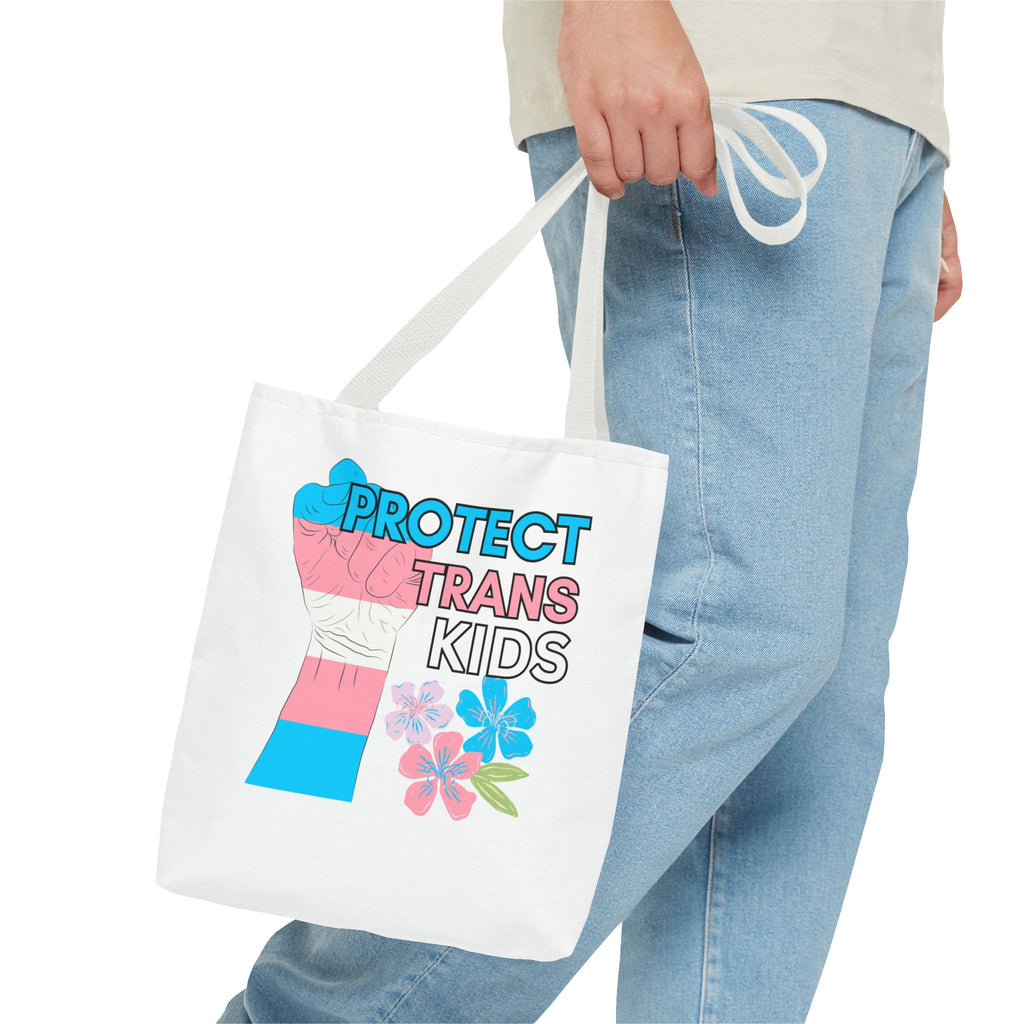 Protect Trans Kids Ally Tote Bag, LGBTQ Activist Market Bag, Support Gender Equality, Pride Flag Shoulder Bag, Social Justice Gift
