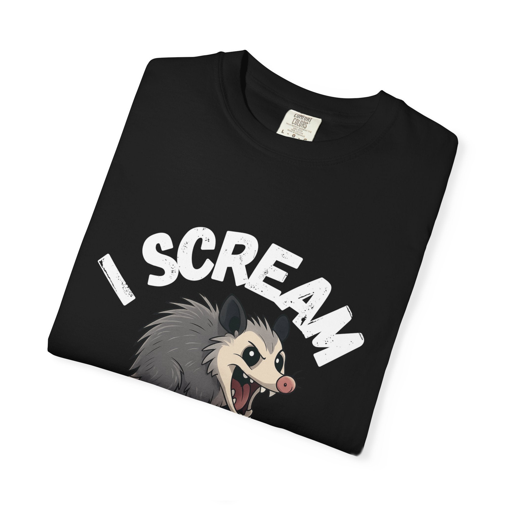 I Scream Because I Care Screaming Possum T-Shirt — Funny Wildlife Rescue Tee