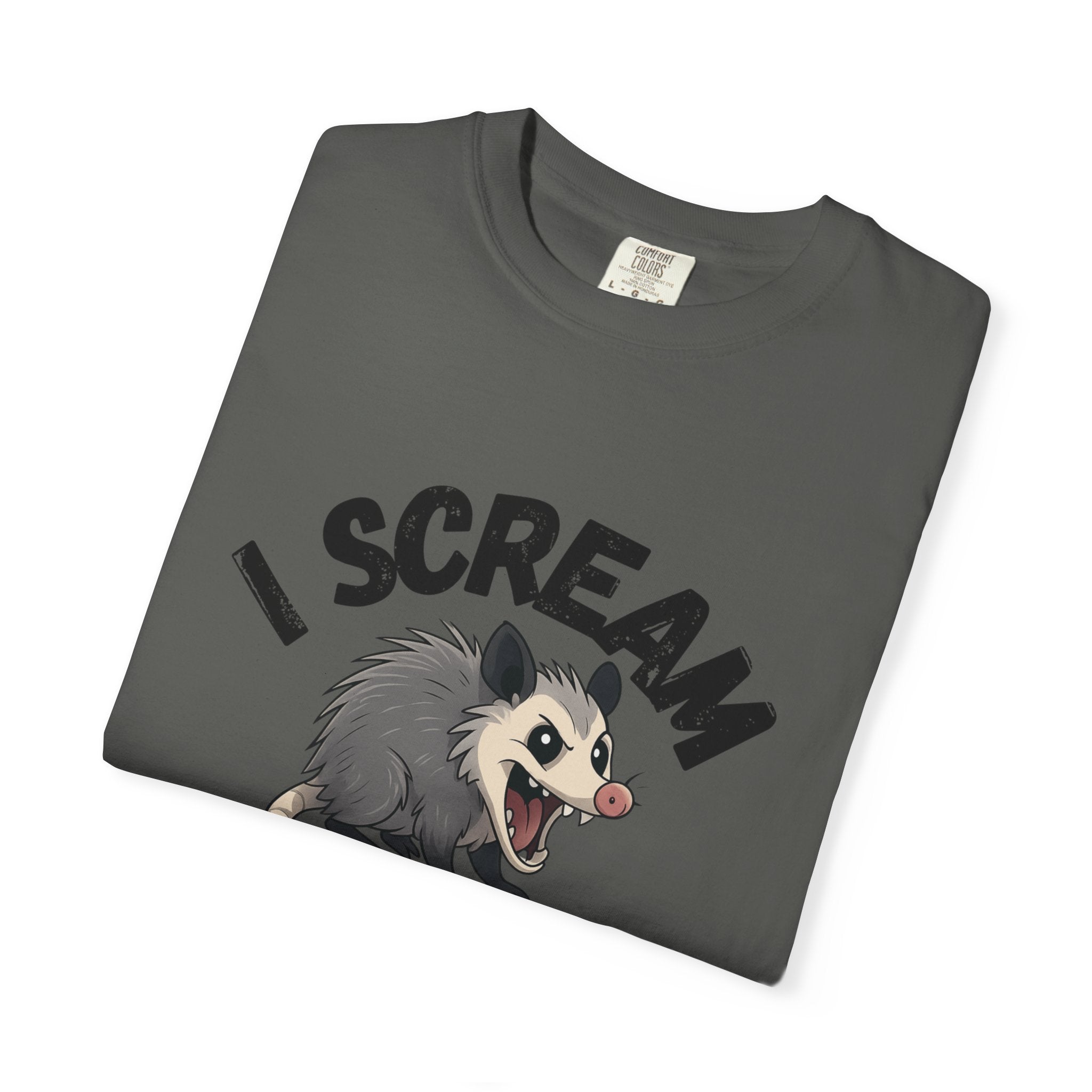 I Scream Because I Care Screaming Possum T-Shirt — Funny Wildlife Rescue Tee