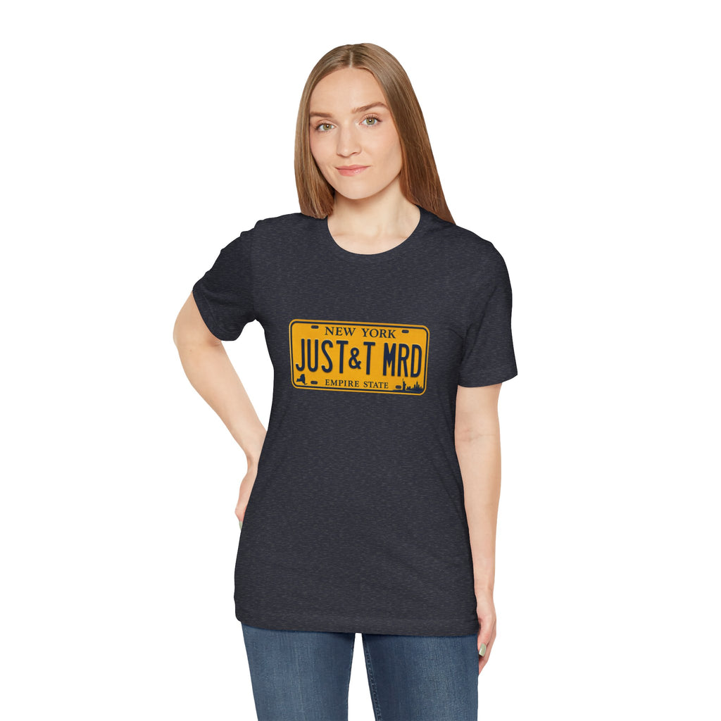 New York 'JUST&T MRD' License Plate T-Shirt — Vintage Empire State Graphic Tee