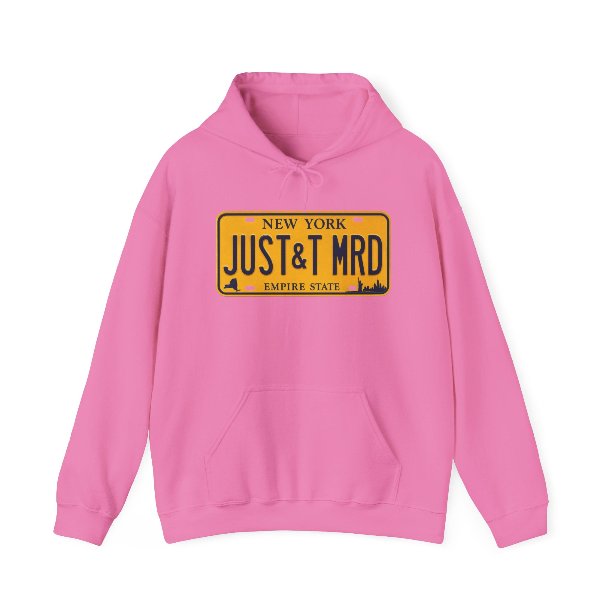 Hoodie — New York License Plate "JUST & MRD" Graphic