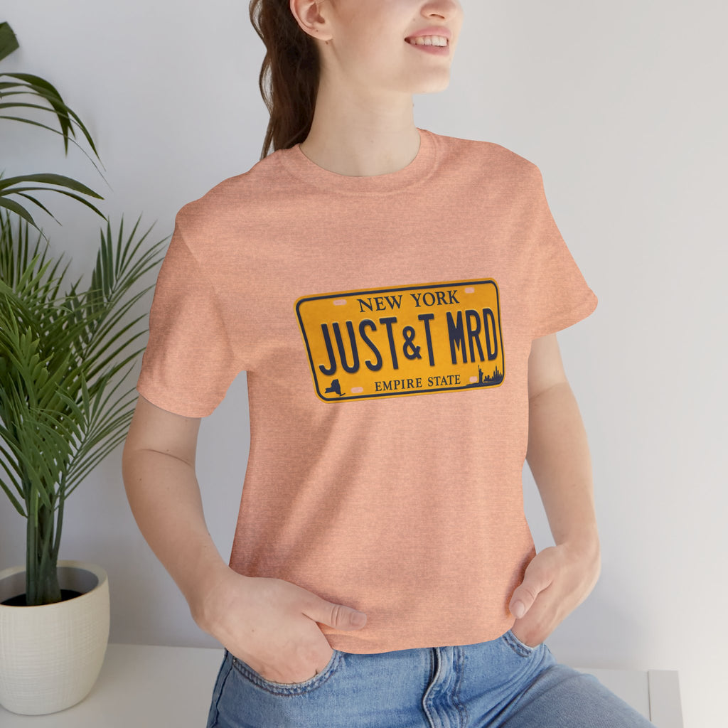 New York 'JUST&T MRD' License Plate T-Shirt — Vintage Empire State Graphic Tee