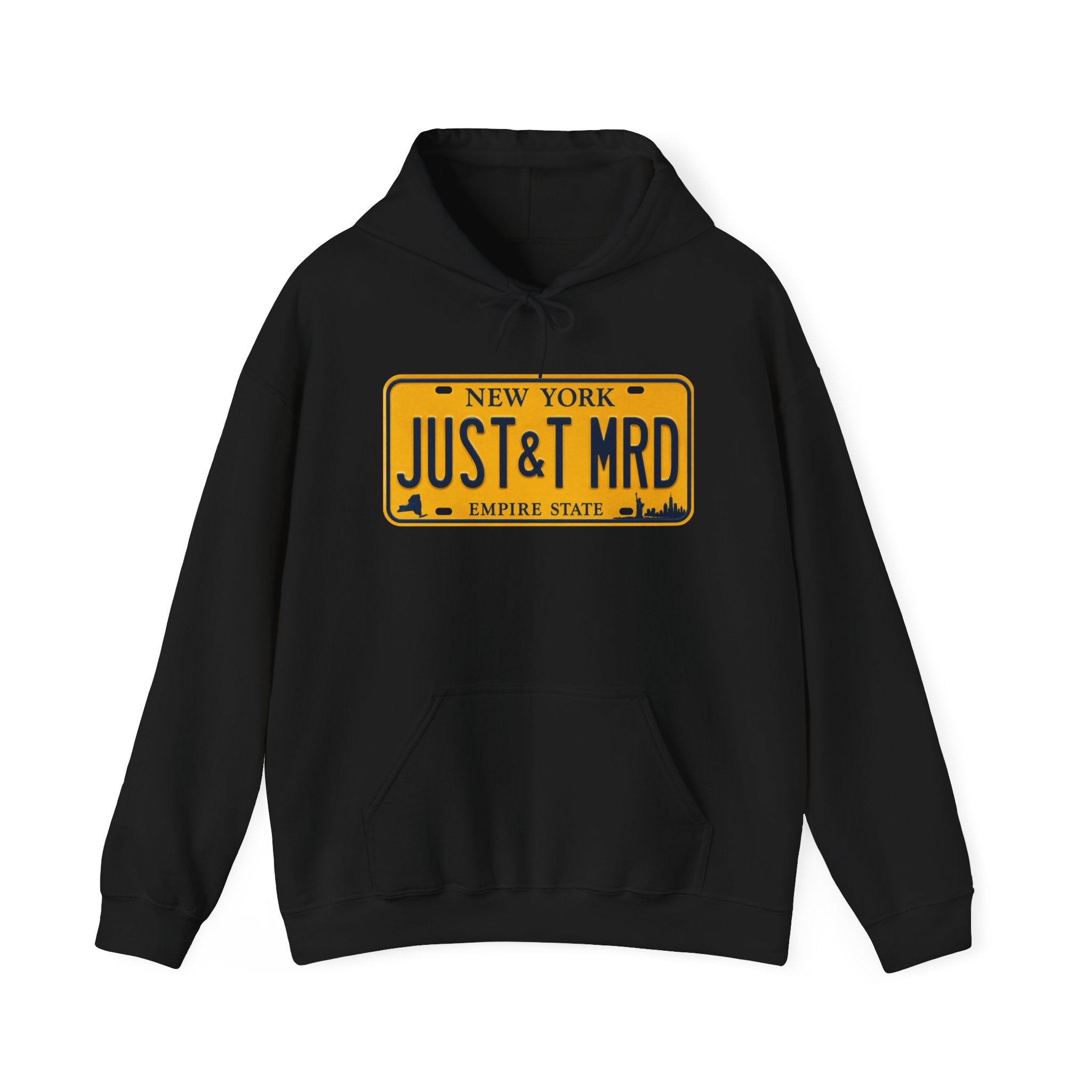 Hoodie — New York License Plate "JUST & MRD" Graphic