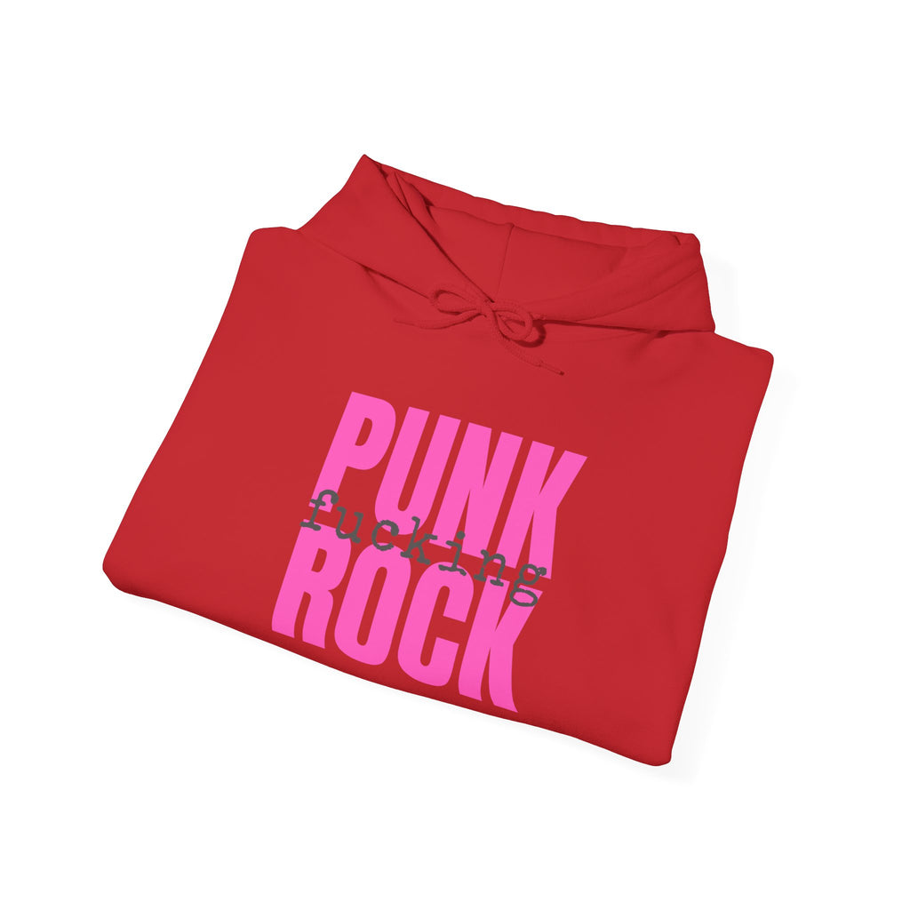 Pink Rock Hoodie — Bold Pink 'PUNK ROCK' Graphic Sweatshirt