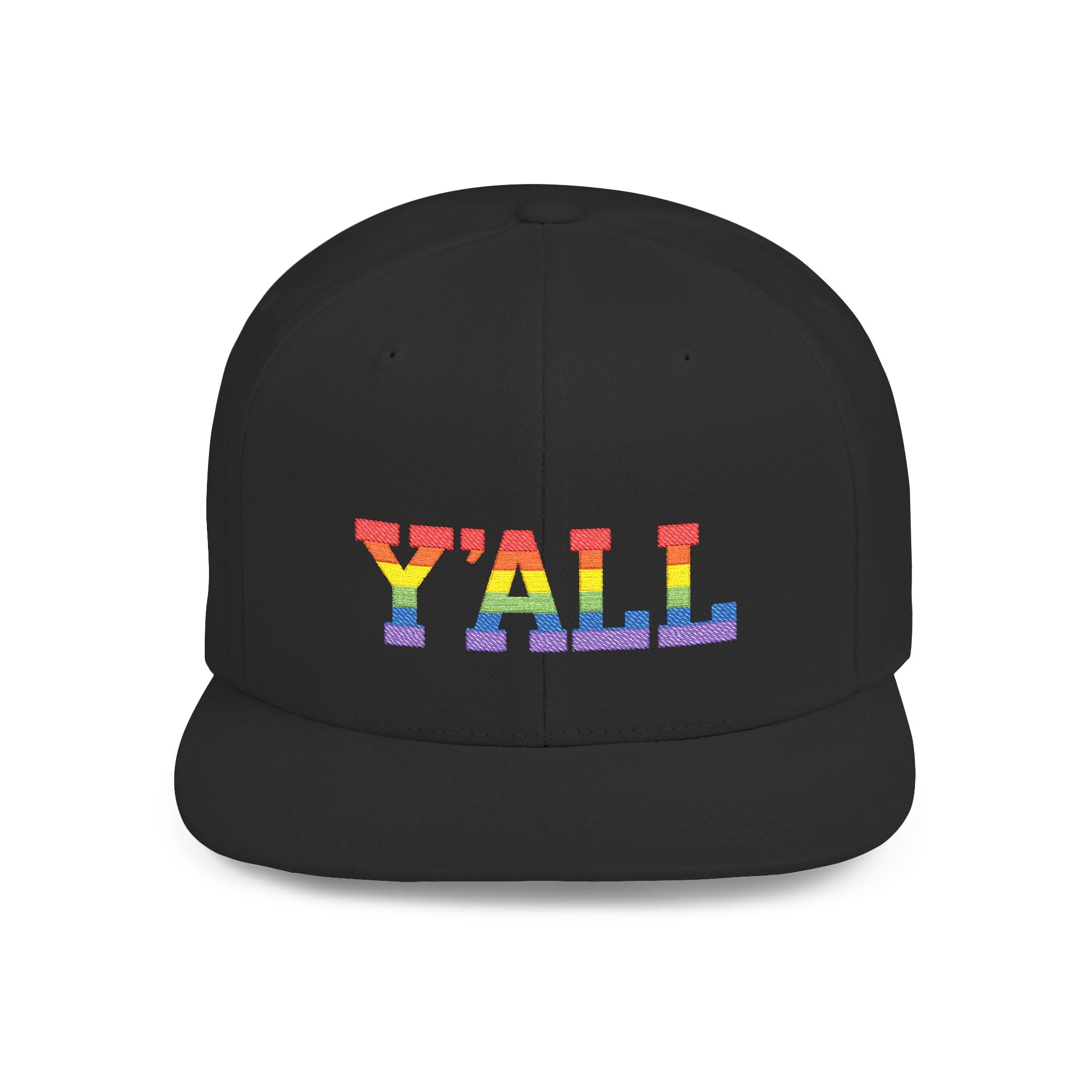Rainbow "Y'ALL" Pride Flat Bill Snapback Hat