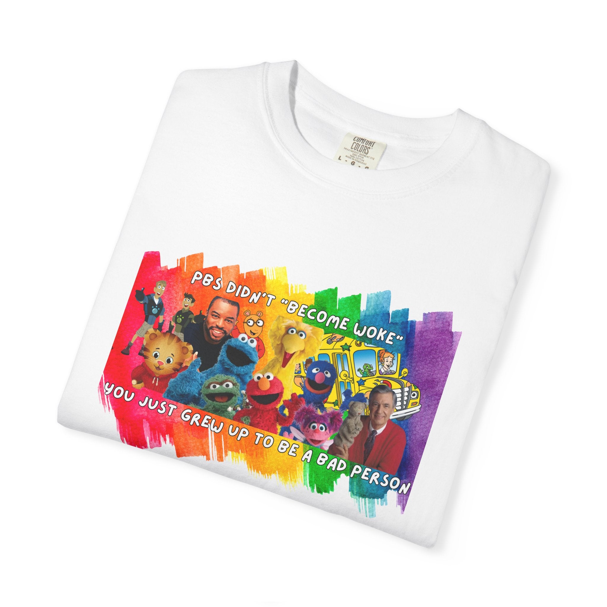 Unisex Garment-Dyed T-shirt, PBS Characters Quote Tee, Vintage Cartoon Tshirt, Funny Graphic Top, Retro TV Show Shirt