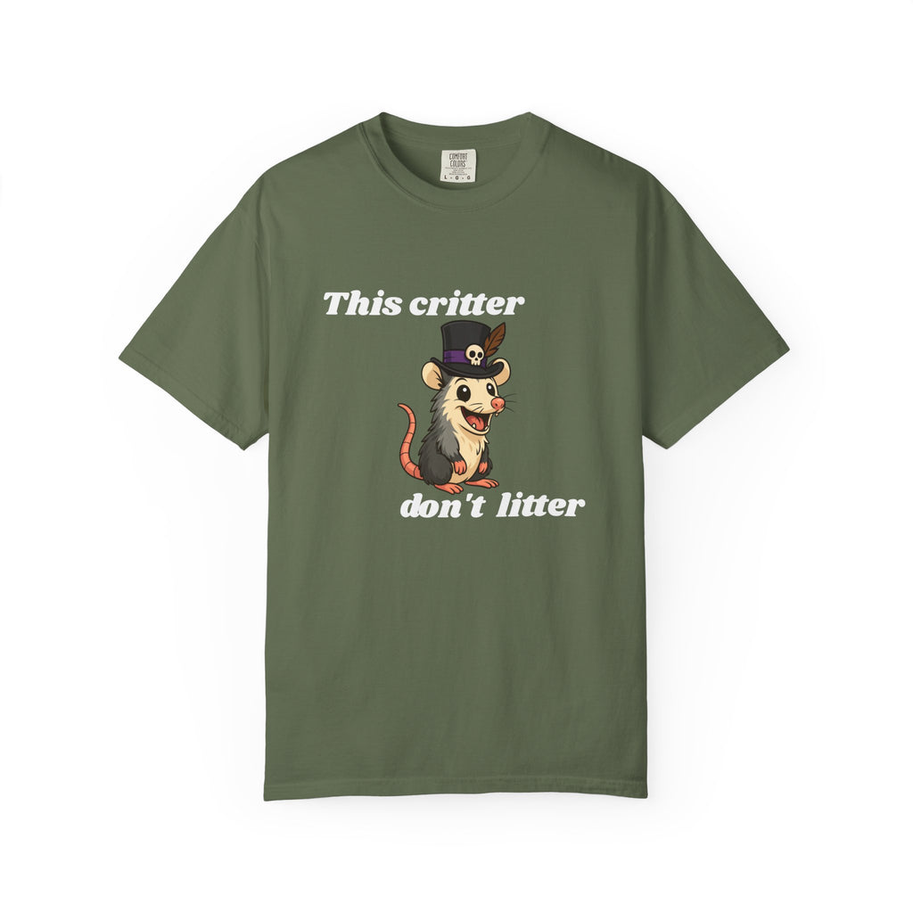 T-Shirt — 'This Critter Don't Litter' Possum Cute Eco Awareness Tee