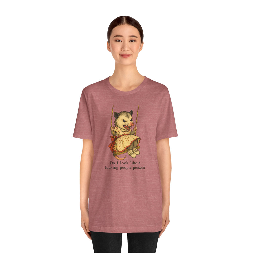 Graphic Tee — Vintage style Possum on Swing with "Do I look like a fucking people person?"