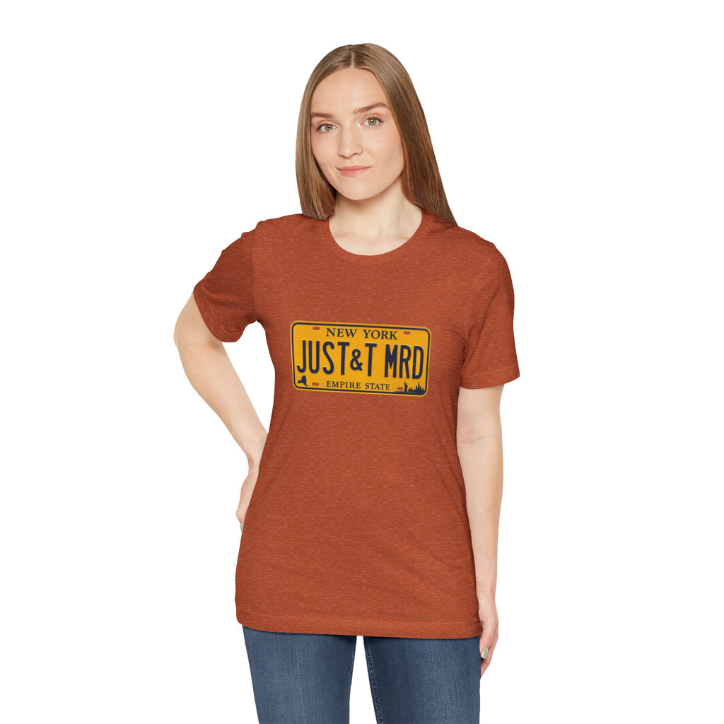 New York 'JUST&T MRD' License Plate T-Shirt — Vintage Empire State Graphic Tee