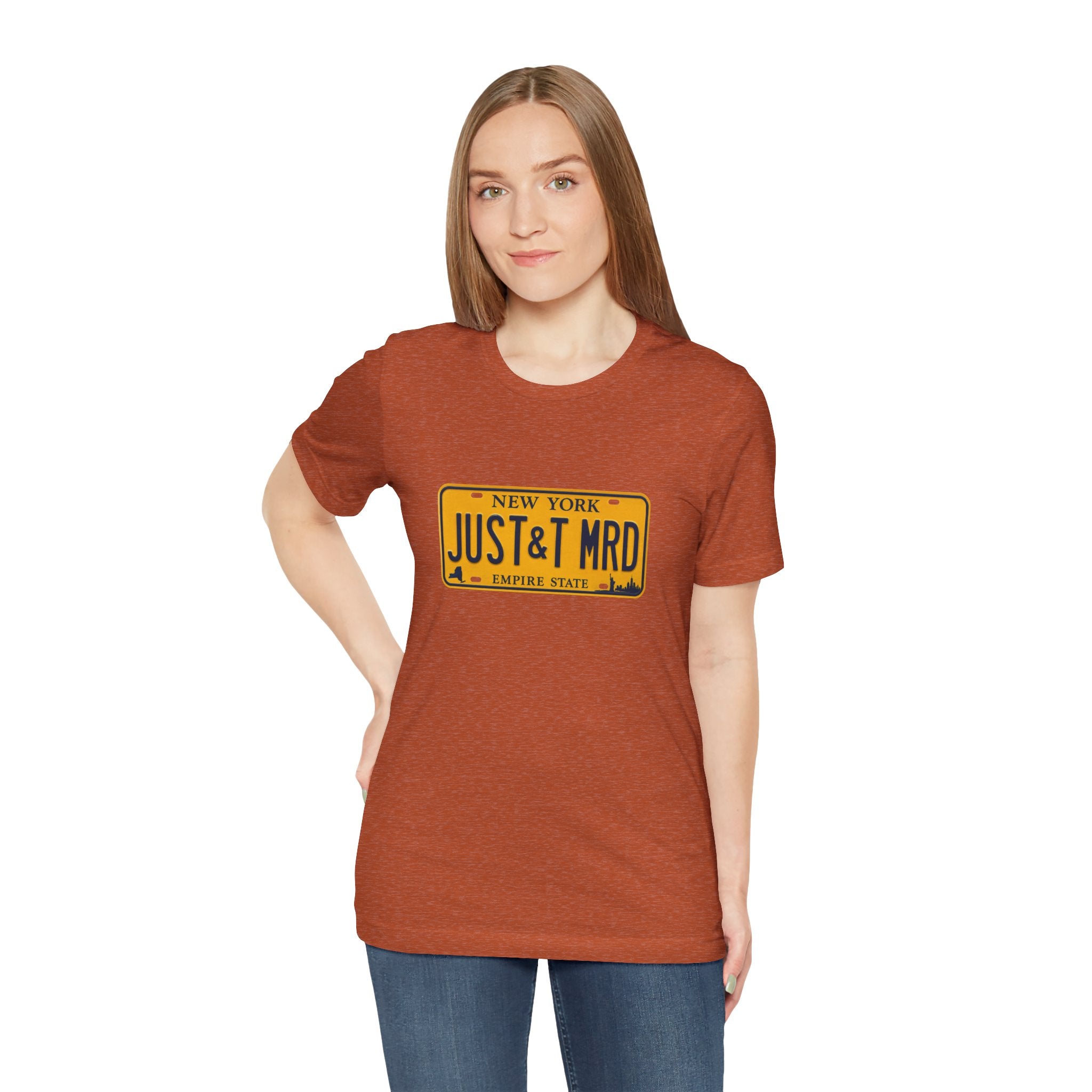 New York 'JUST&T MRD' License Plate T-Shirt — Vintage Empire State Graphic Tee