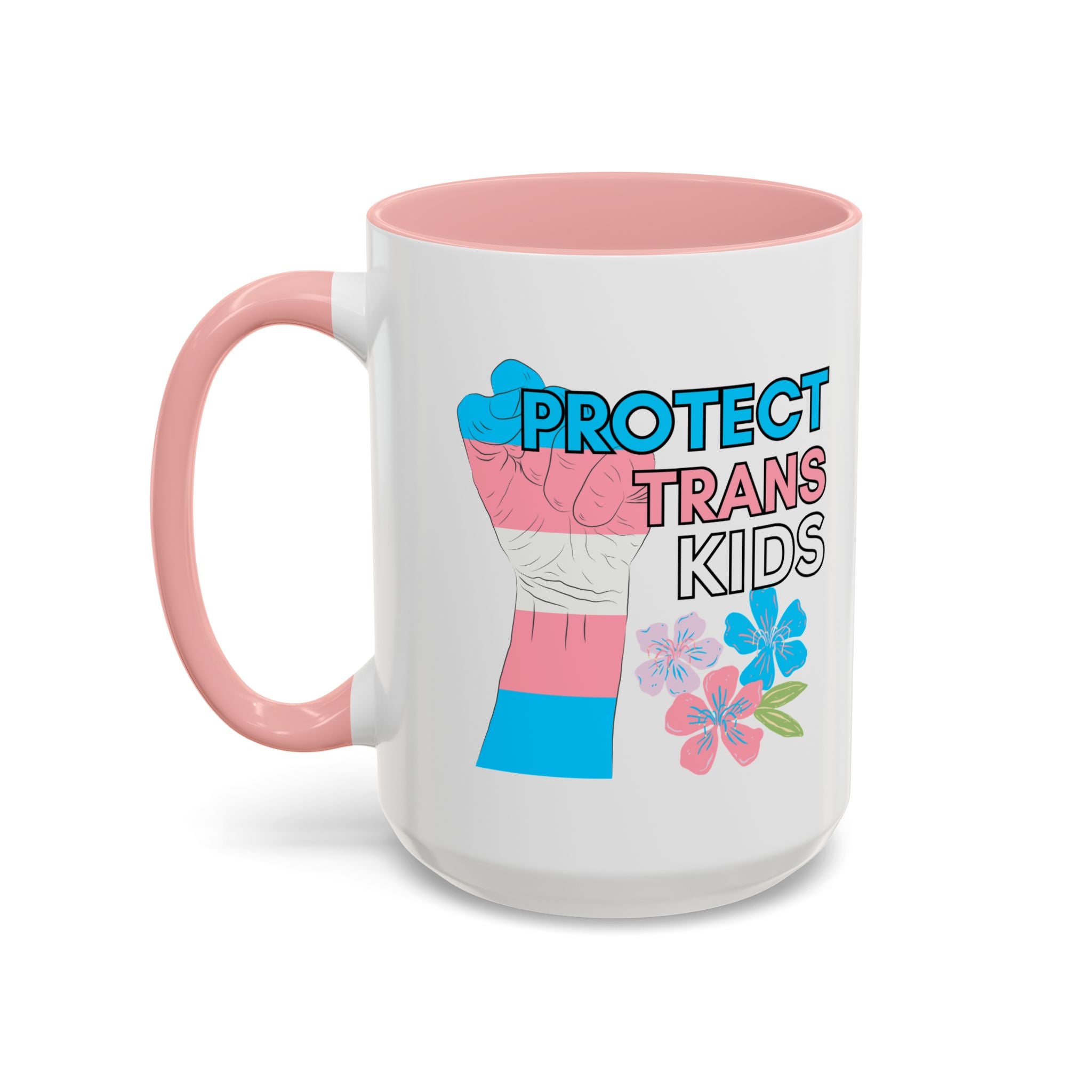 Protect Trans Kids Mug, LGBTQ pride ceramic cup, Support gender diverse children, Hot Chocolate tea coffee mug