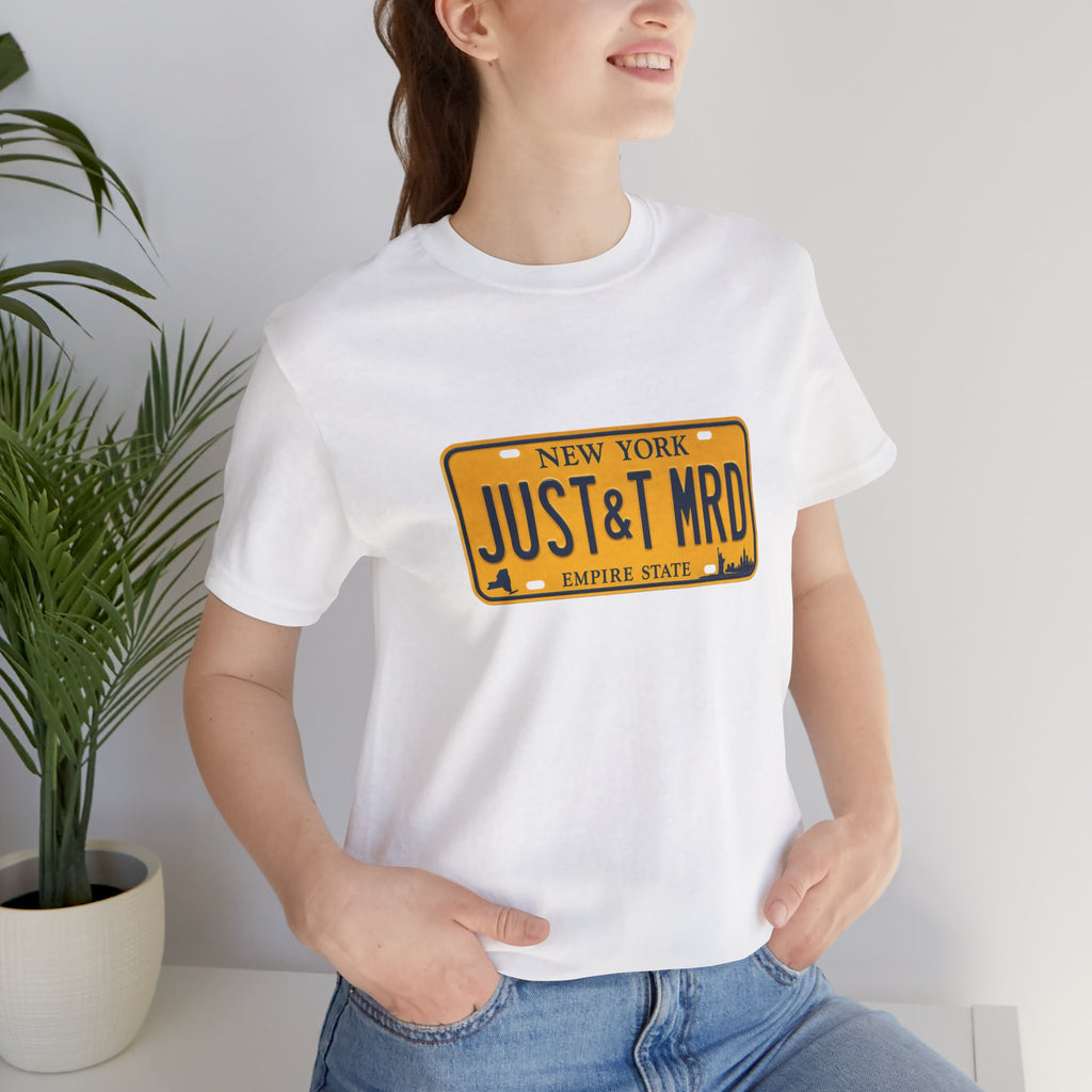 New York 'JUST&T MRD' License Plate T-Shirt — Vintage Empire State Graphic Tee