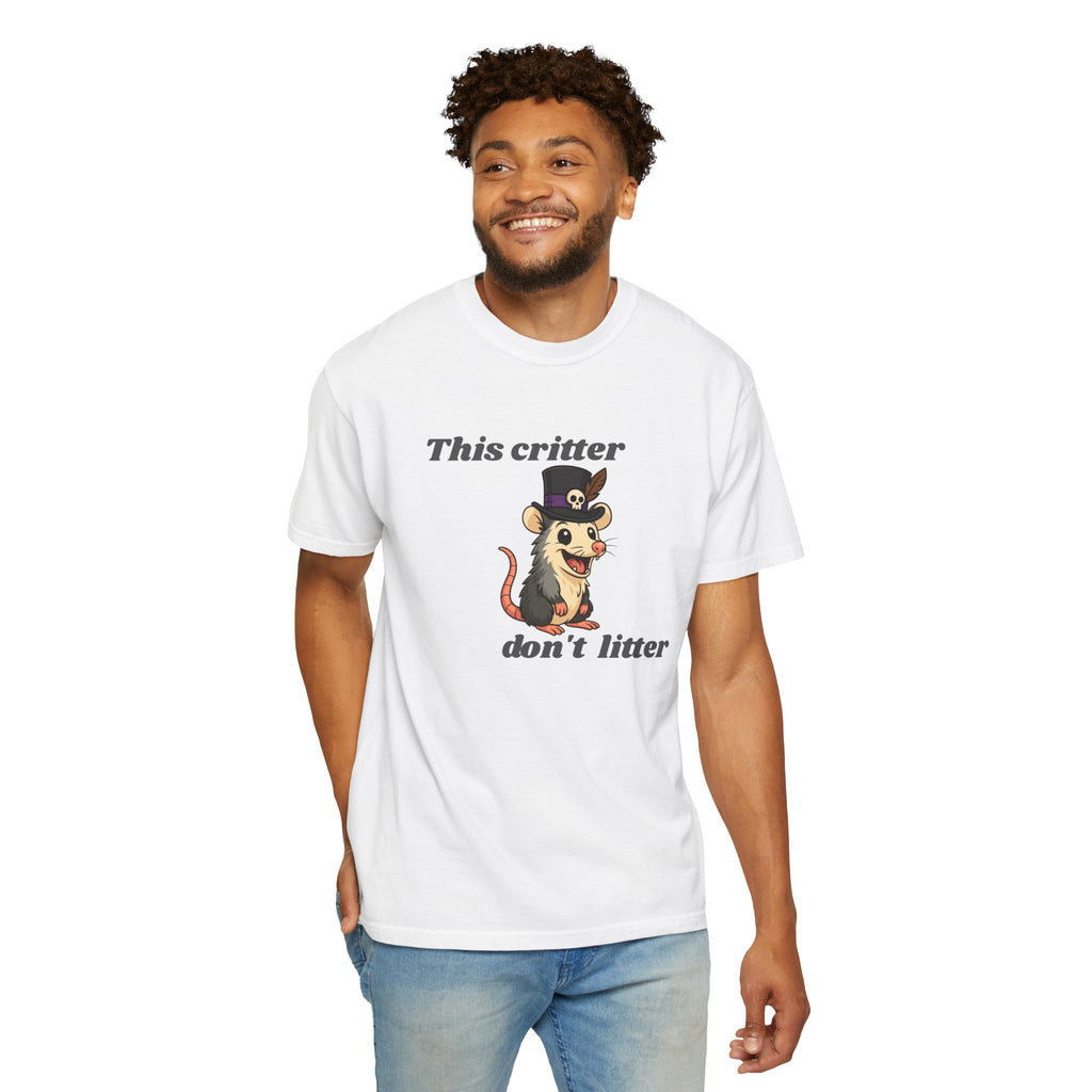 T-Shirt — 'This Critter Don't Litter' Possum Cute Eco Awareness Tee