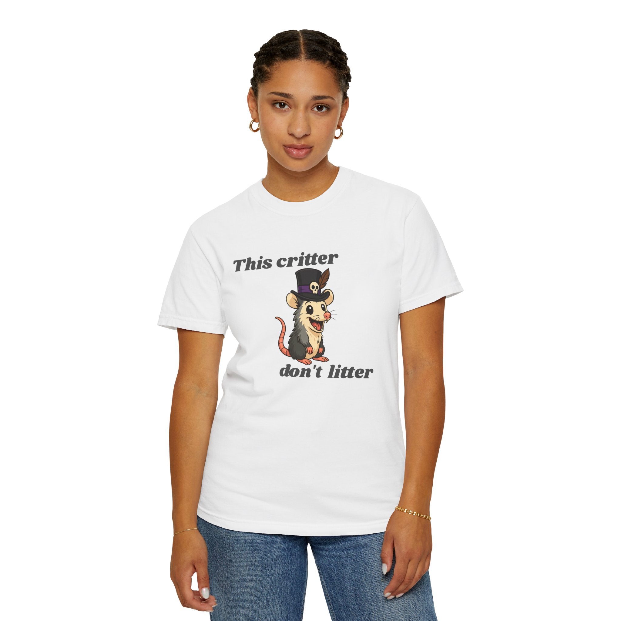 T-Shirt — 'This Critter Don't Litter' Possum Cute Eco Awareness Tee