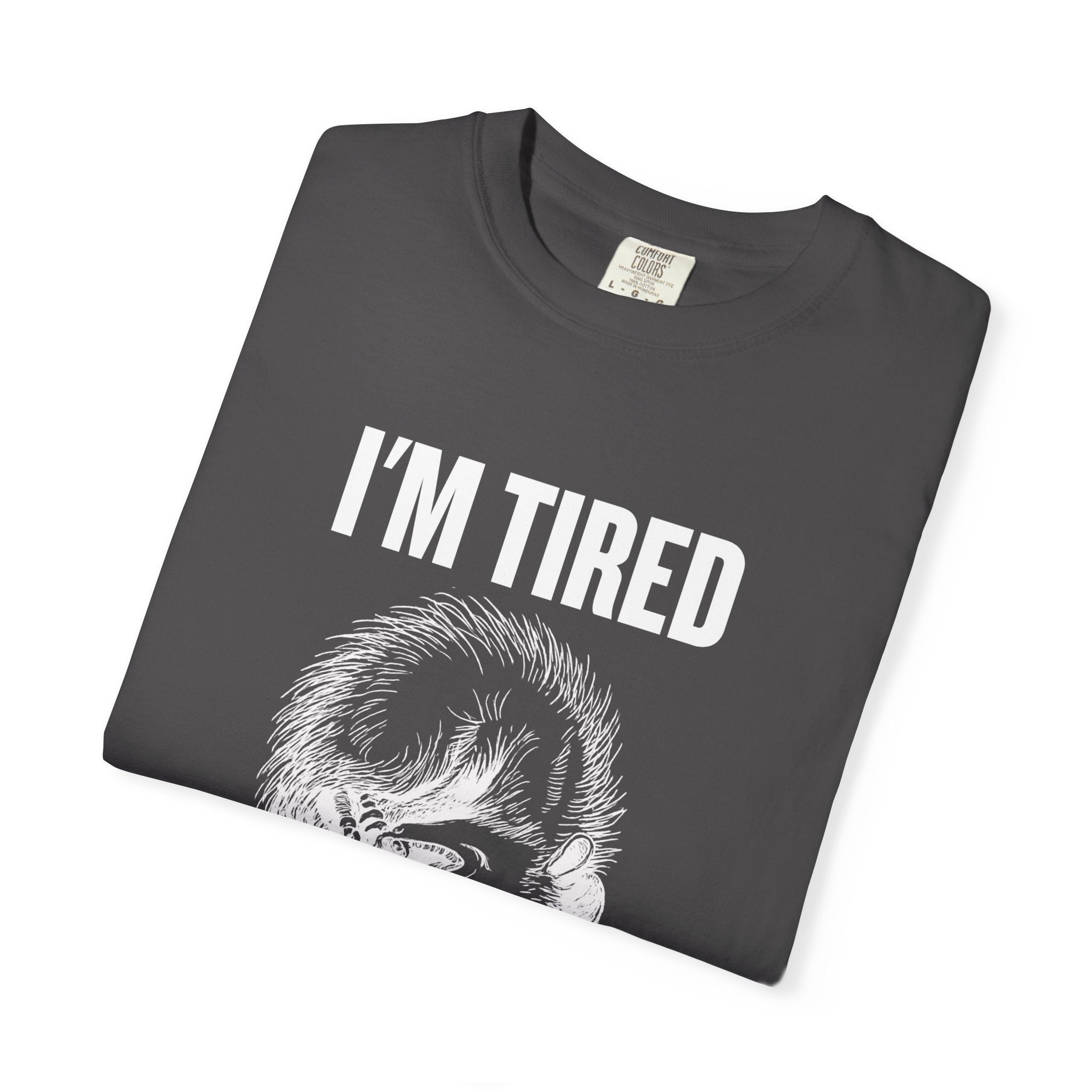 “I’m Tired And Everything Hurts” Sarcastic T-Shirt — Funny Aging Sleepy Possum Tee
