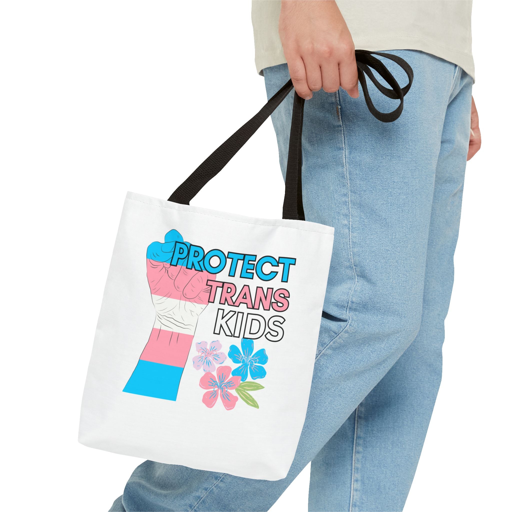 Protect Trans Kids Ally Tote Bag, LGBTQ Activist Market Bag, Support Gender Equality, Pride Flag Shoulder Bag, Social Justice Gift