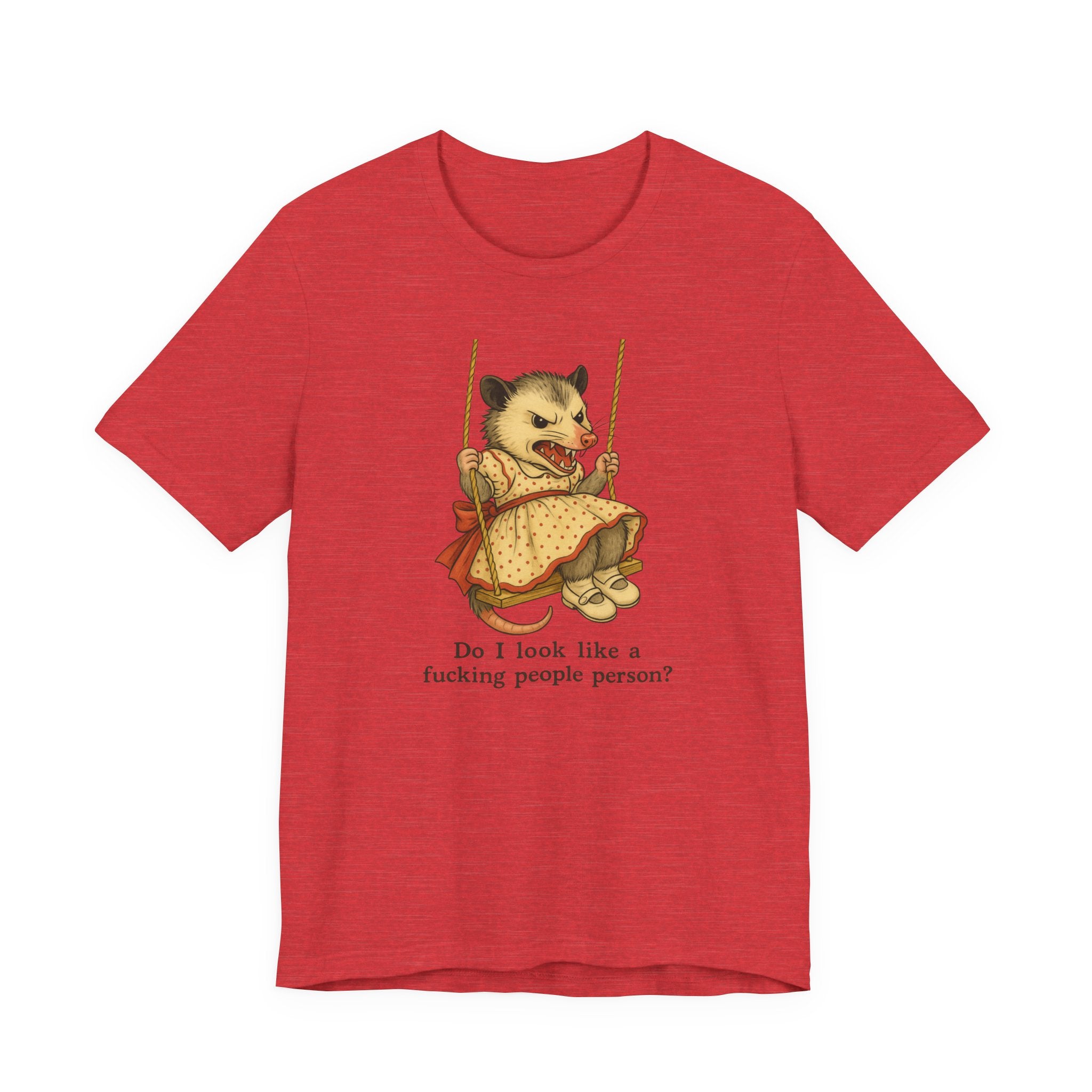 Graphic Tee — Vintage style Possum on Swing with "Do I look like a fucking people person?"
