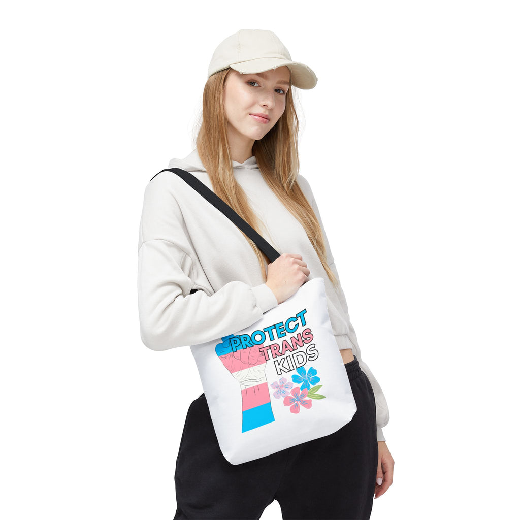 Protect Trans Kids Ally Tote Bag, LGBTQ Activist Market Bag, Support Gender Equality, Pride Flag Shoulder Bag, Social Justice Gift