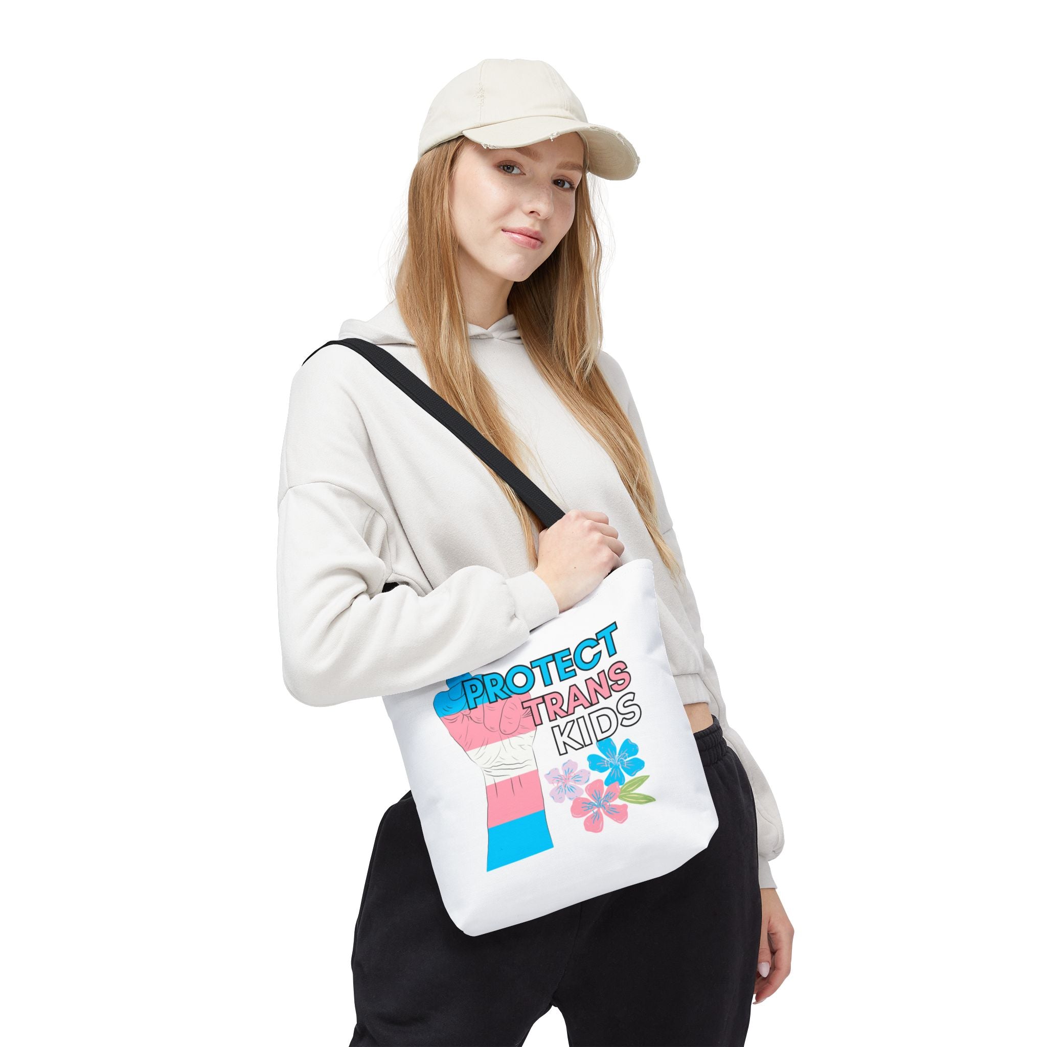 Protect Trans Kids Ally Tote Bag, LGBTQ Activist Market Bag, Support Gender Equality, Pride Flag Shoulder Bag, Social Justice Gift
