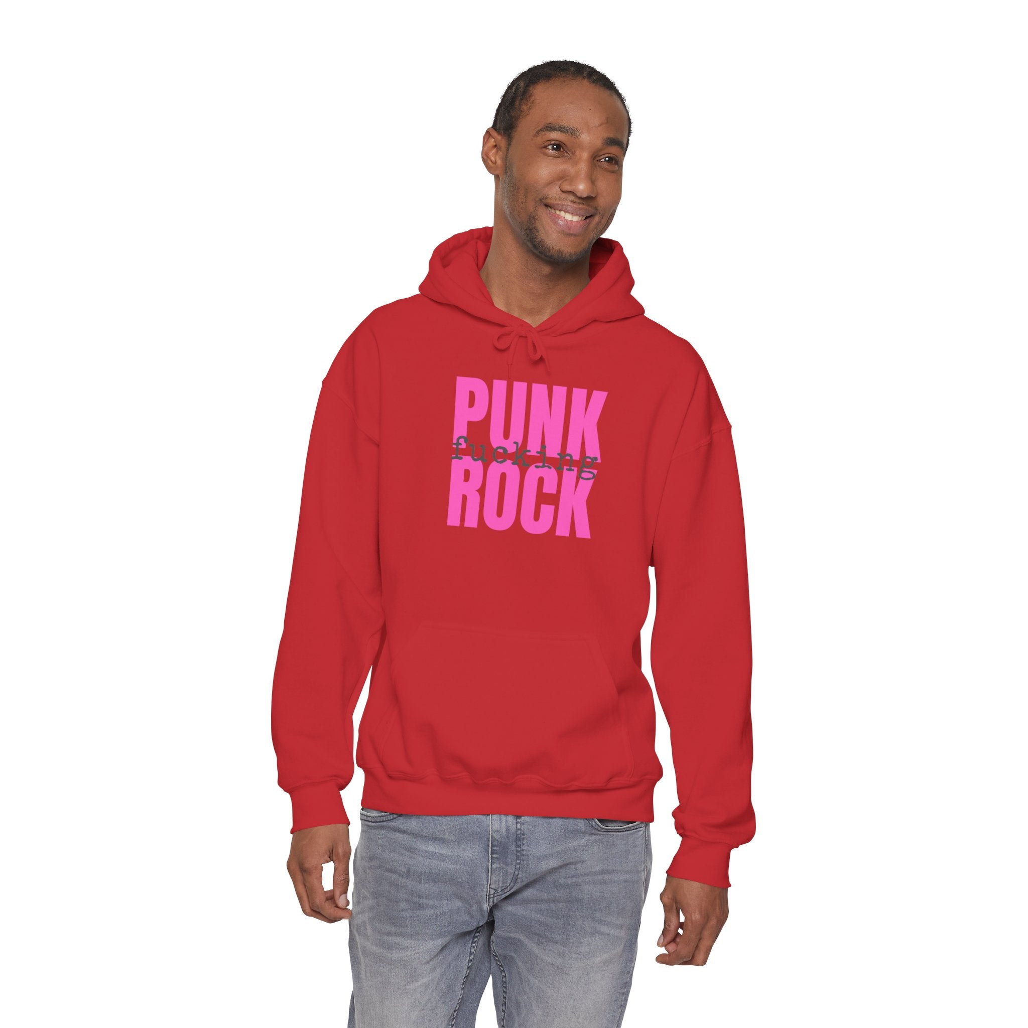 Pink Rock Hoodie — Bold Pink 'PUNK ROCK' Graphic Sweatshirt