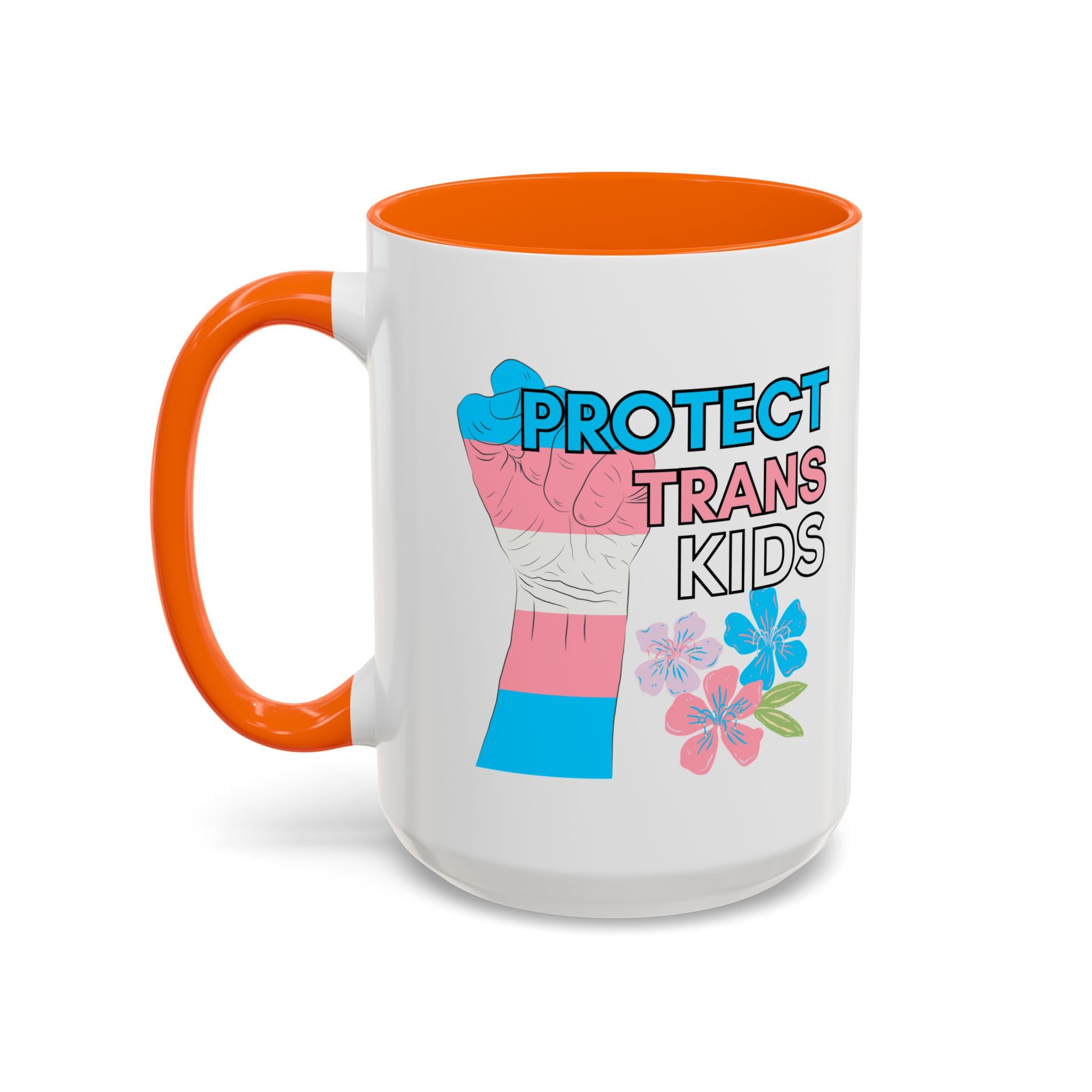 Protect Trans Kids Mug, LGBTQ pride ceramic cup, Support gender diverse children, Hot Chocolate tea coffee mug