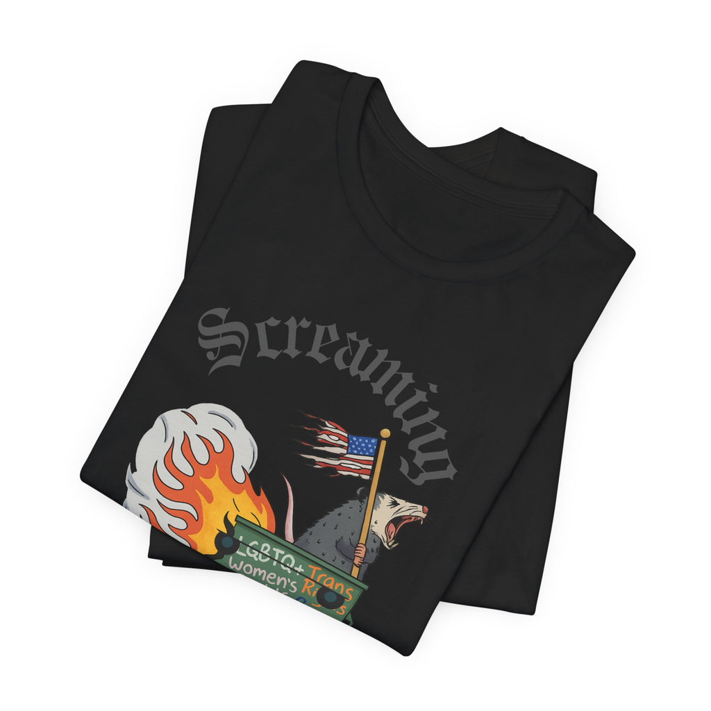 DEI Ride or Die - Screaming Possum Dumpster Fire Ride T-Shirt