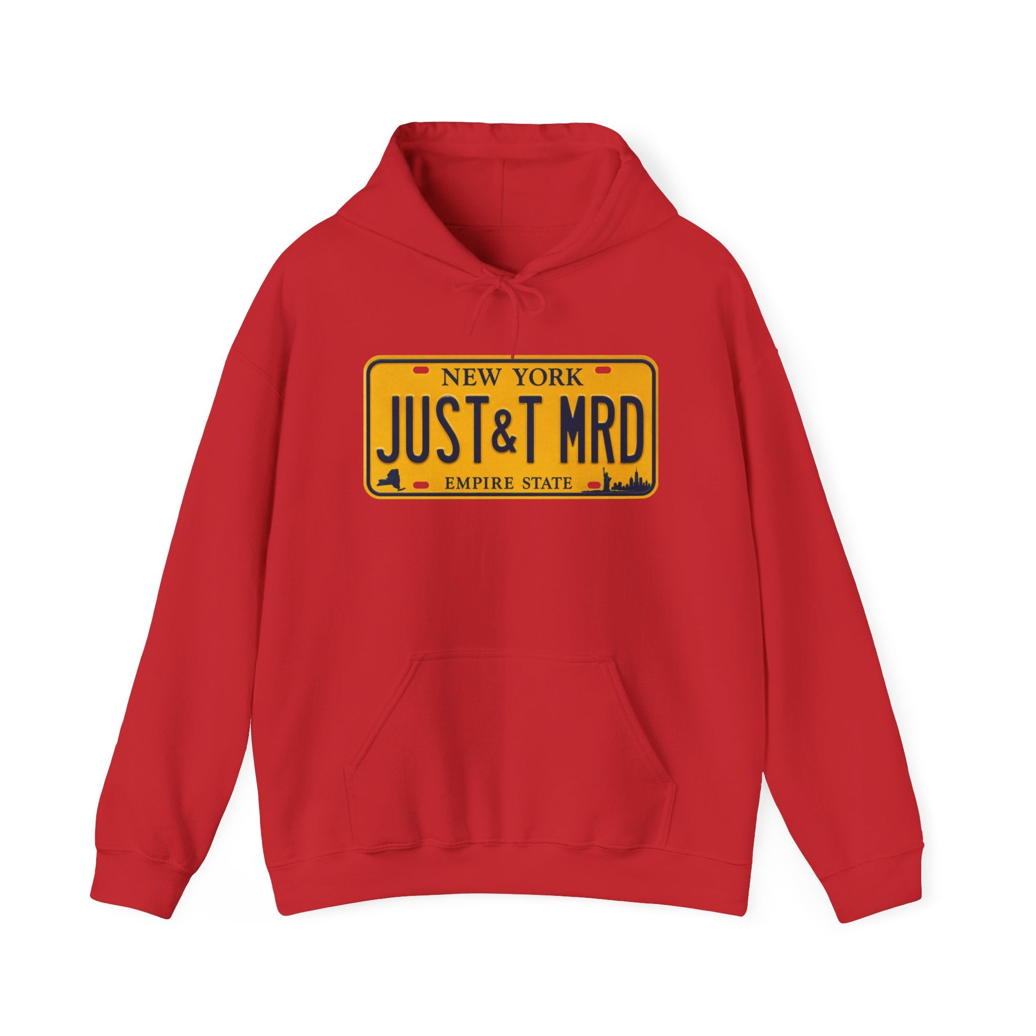 Hoodie — New York License Plate "JUST & MRD" Graphic