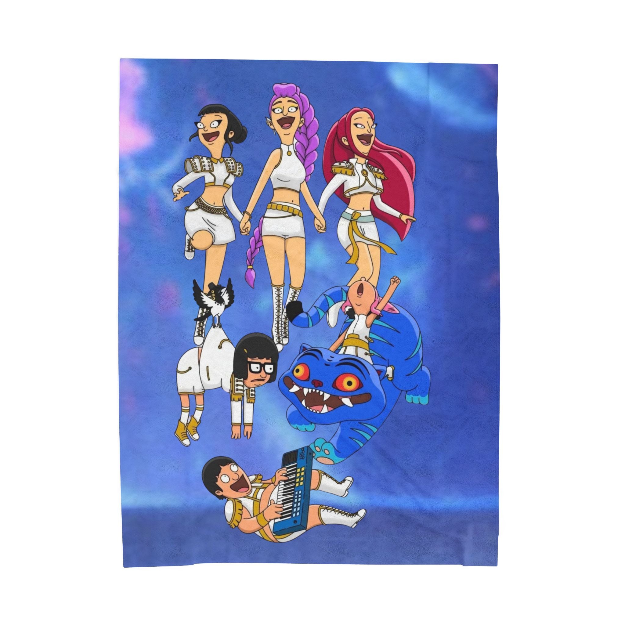 K-pop Demon Hunters x Bob's Burgers Mashup Velveteen Plush Blanket